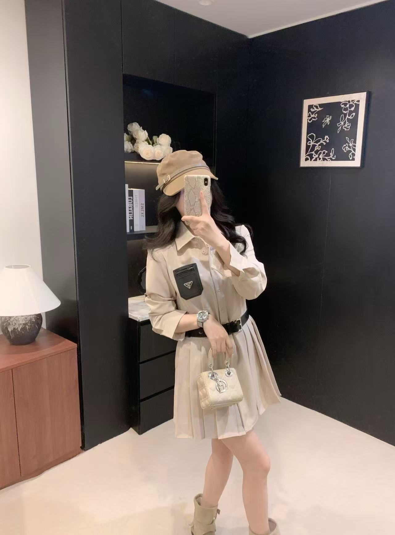 PR4DA ポケット付きロングスリーブプリーツドレス【50％割引+送料無料】