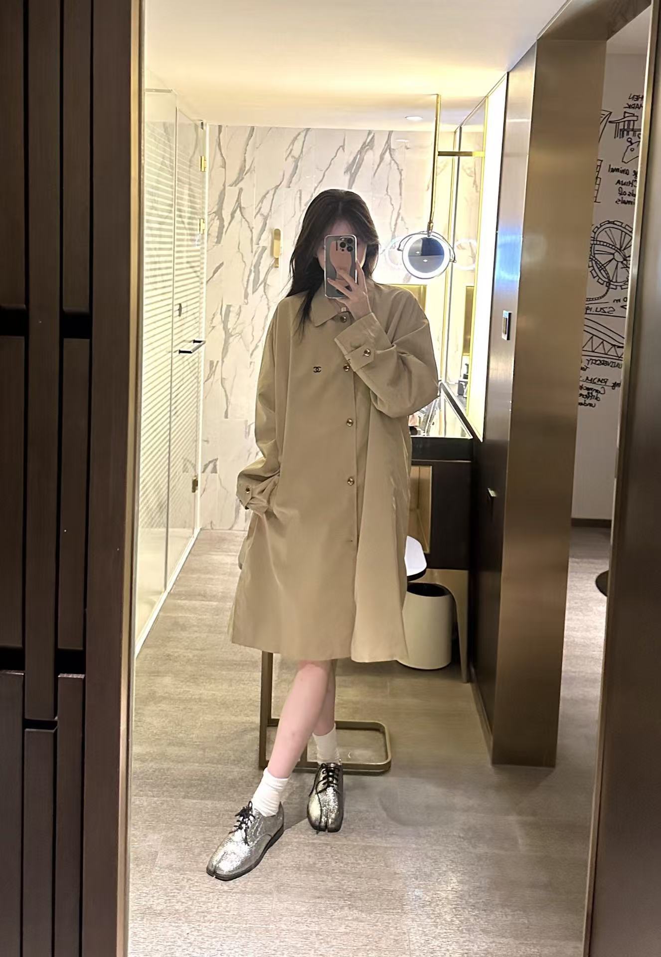 CHANE1 シンプルロングトレンチコート【50％割引+送料無料】