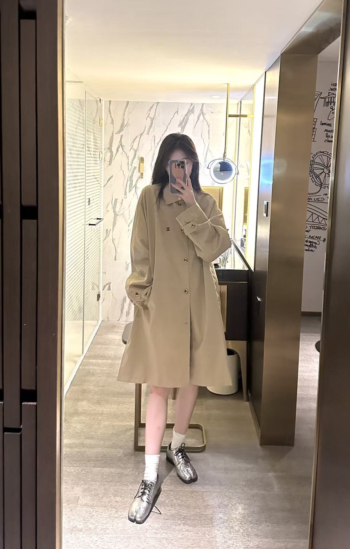 CHANE1 シンプルロングトレンチコート【50％割引+送料無料】