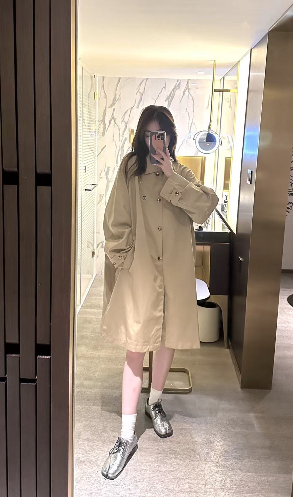 CHANE1 シンプルロングトレンチコート【50％割引+送料無料】