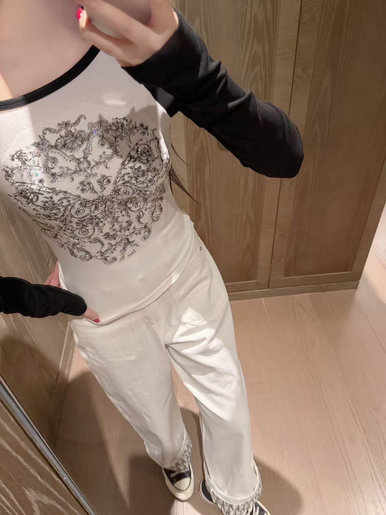 DIOR プリント カラーブロック Tシャツ【50％割引+送料無料】