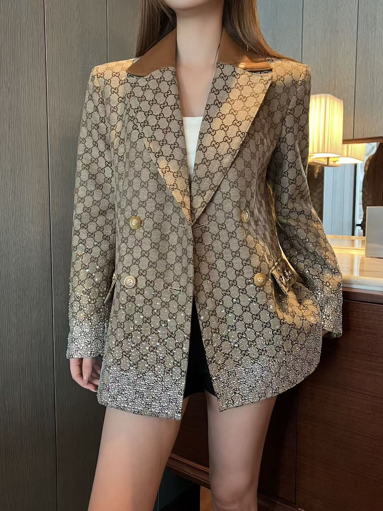 GUCC1 ジャカードラペルスーツジャケット【50％割引+送料無料】