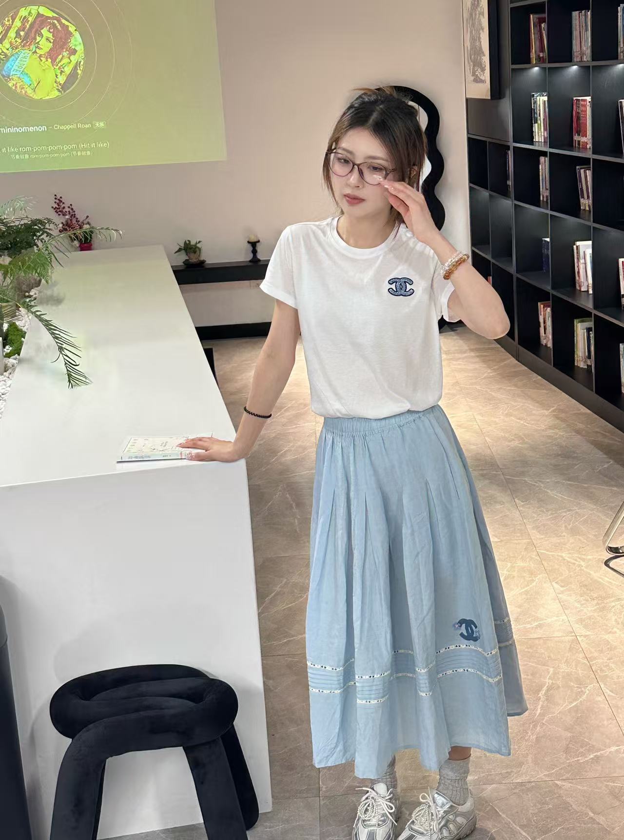 CHANE1 ダブルC シンプルスカート【50％割引+送料無料】