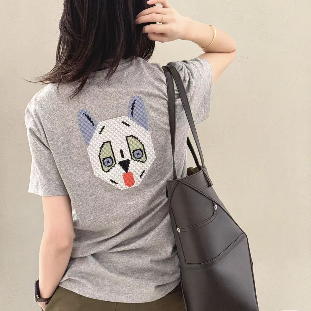 L0WEW 猫刺繍レターTシャツ【50％割引+送料無料】