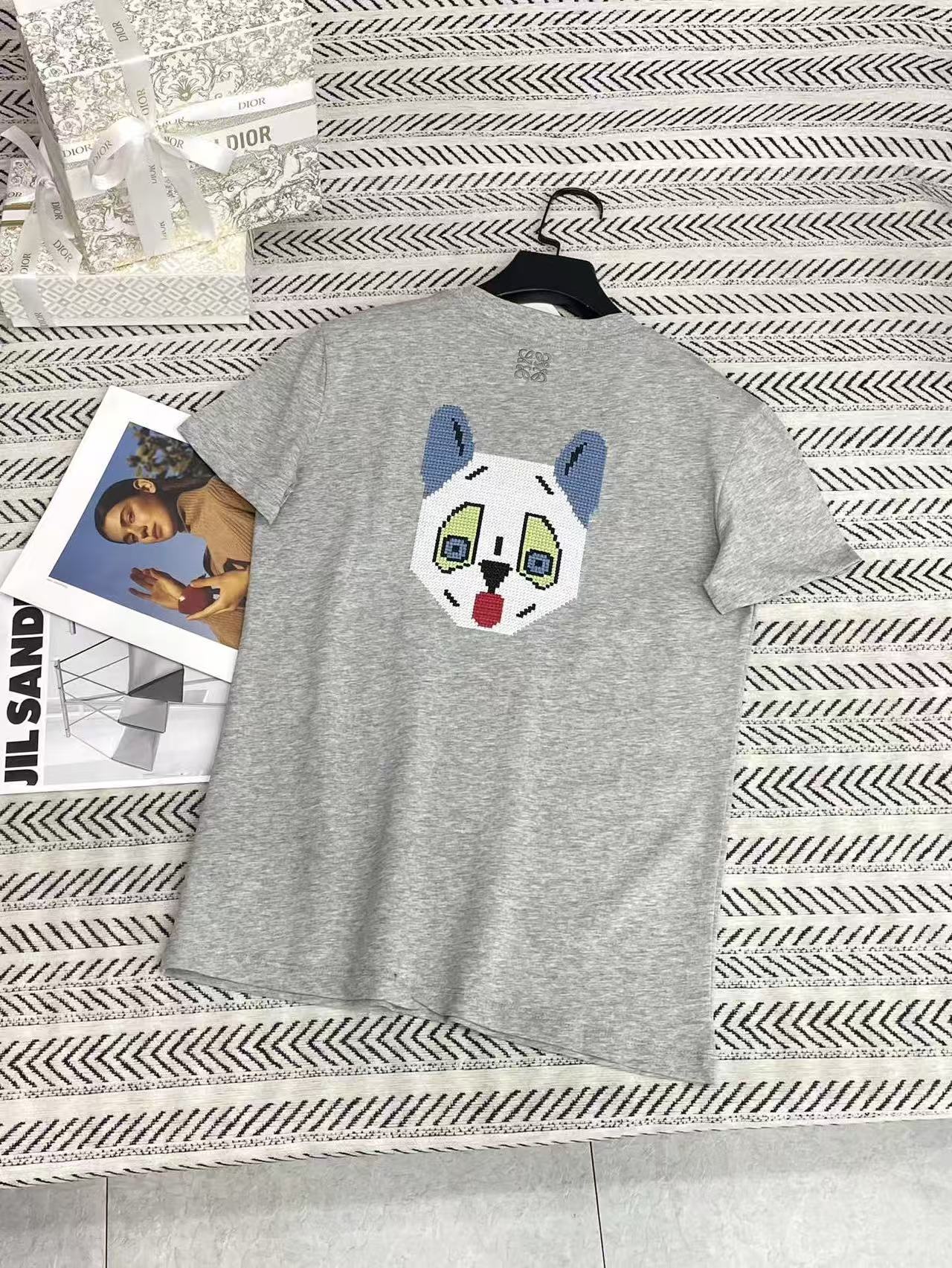 L0WEW 猫刺繍レターTシャツ【50％割引+送料無料】