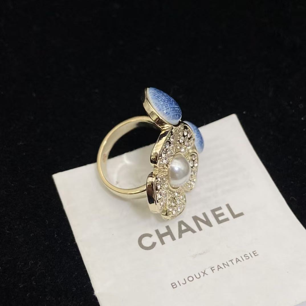 CHANE1 ブルー ダブルC フラワーリング【50％割引+送料無料】