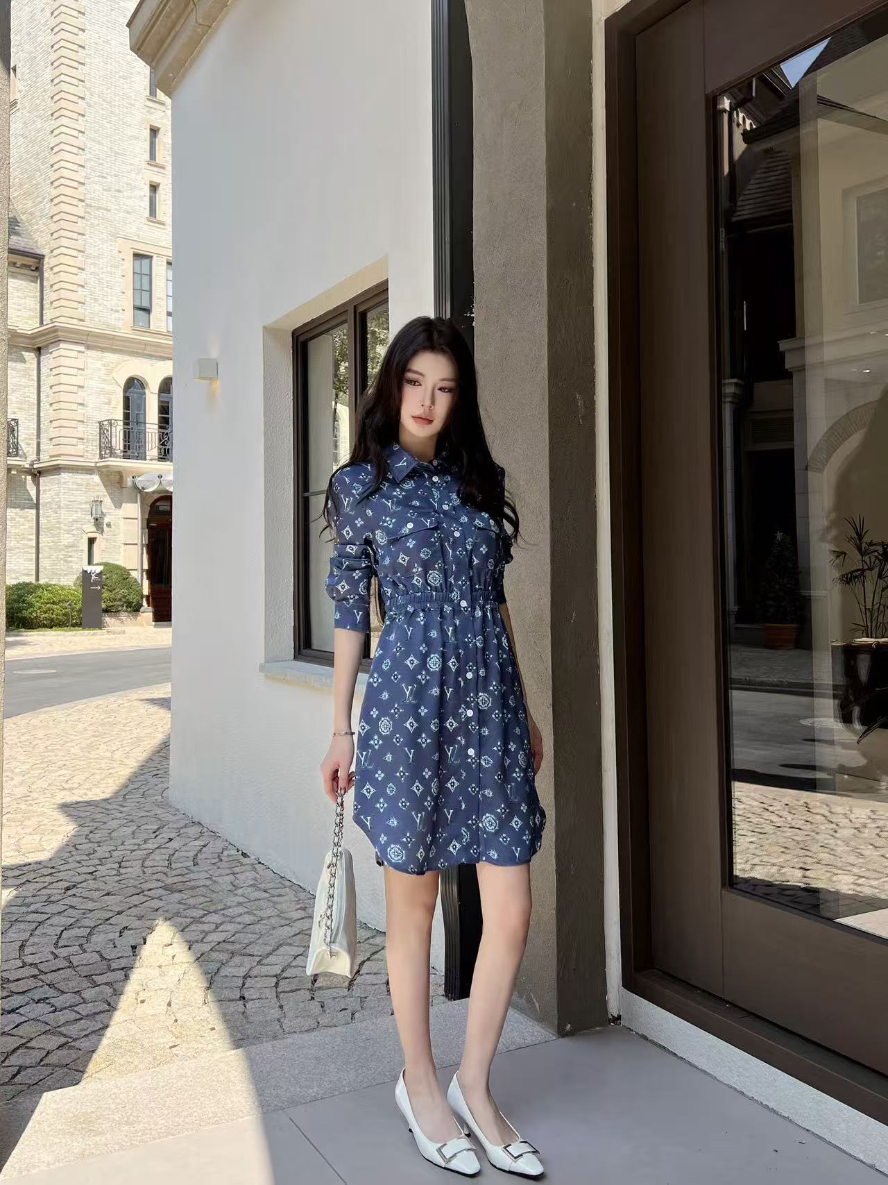 LVの高品質四つ葉のクローバープリントドレス【50％割引+送料無料】