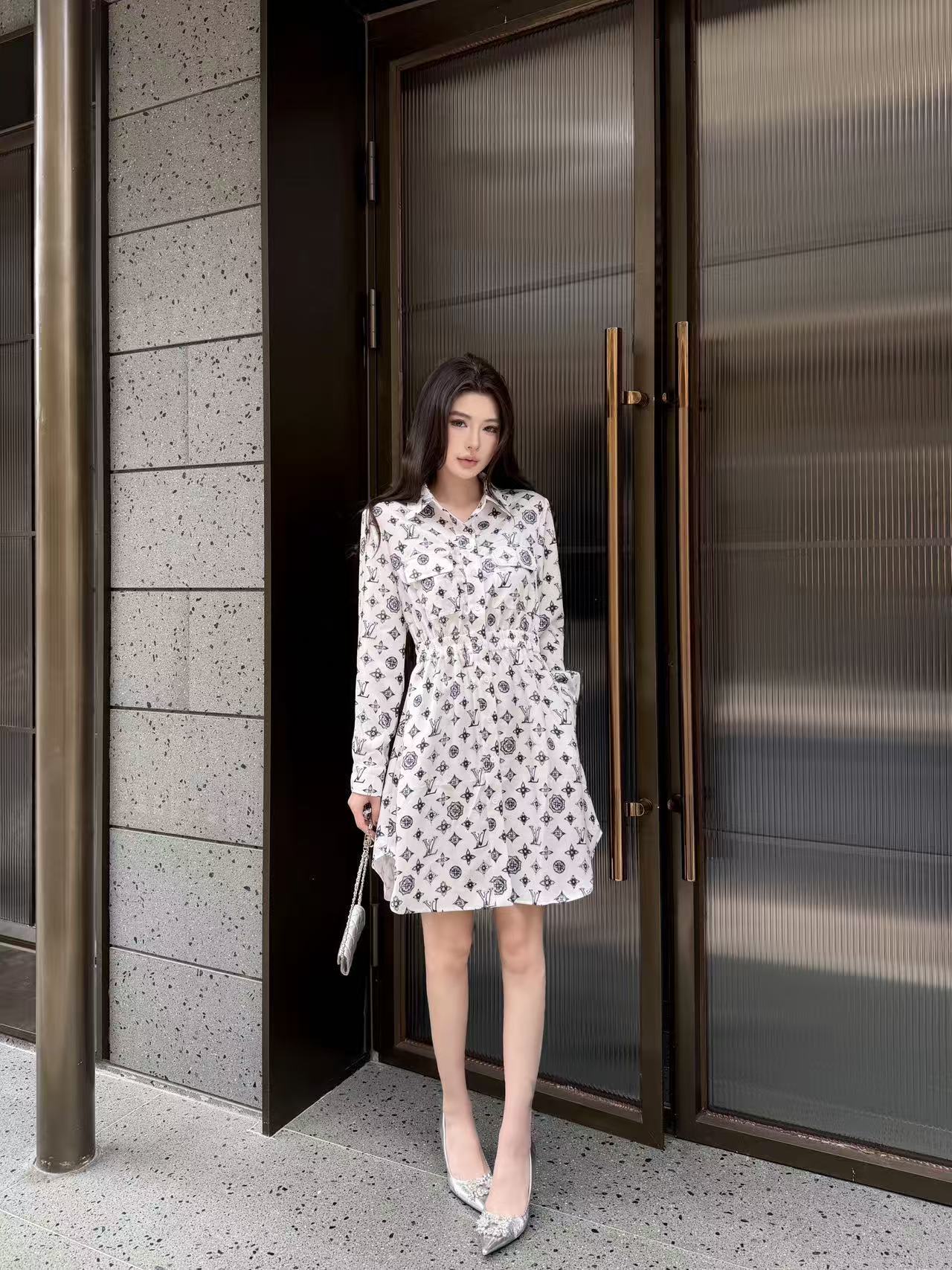 LVの高品質四つ葉のクローバープリントドレス【50％割引+送料無料】