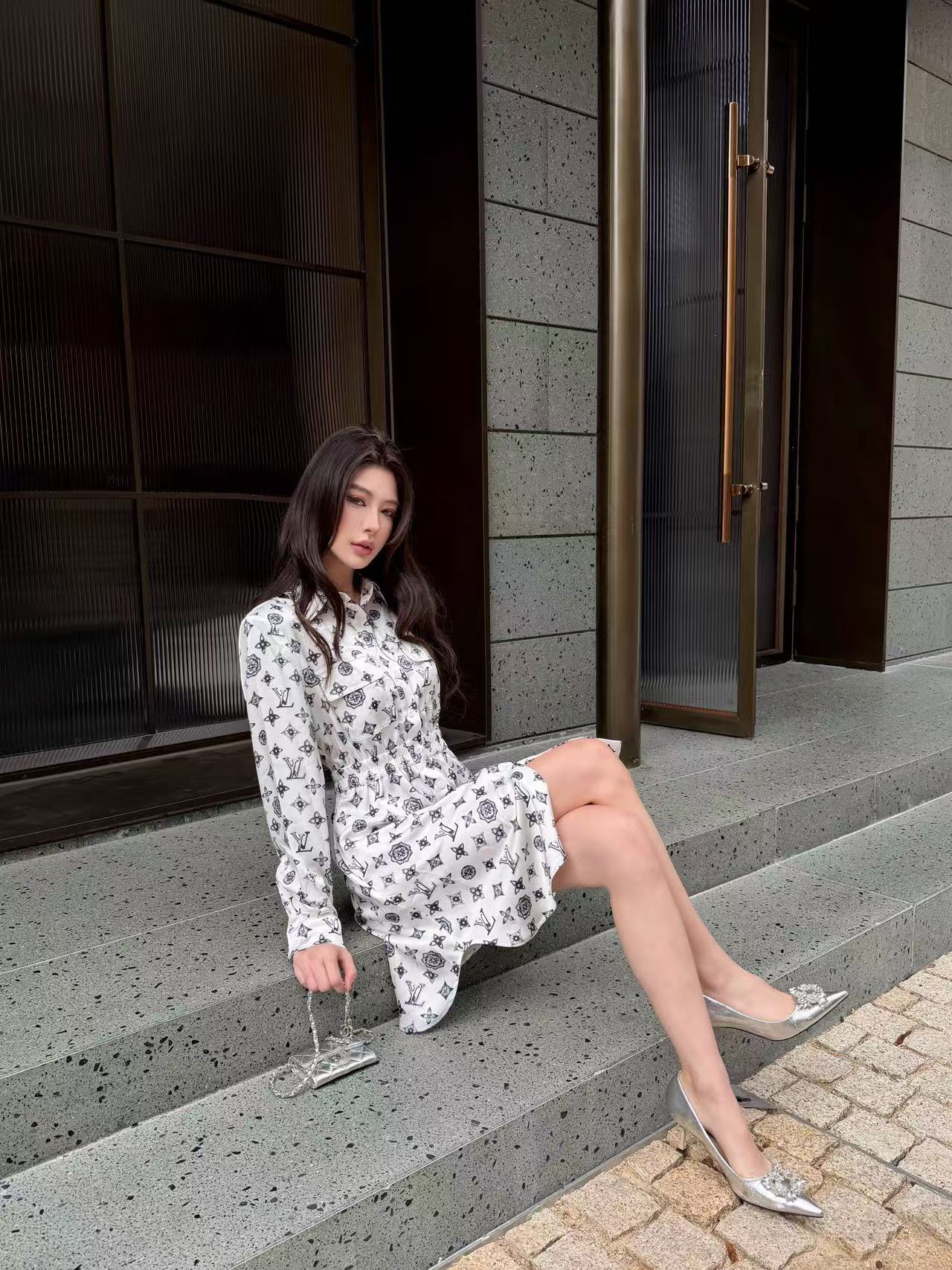 LVの高品質四つ葉のクローバープリントドレス【50％割引+送料無料】