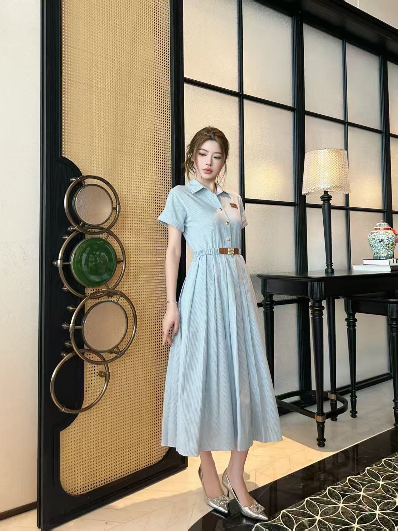 M1UM1U 高品質縦縞レタードレス【50％割引+送料無料】