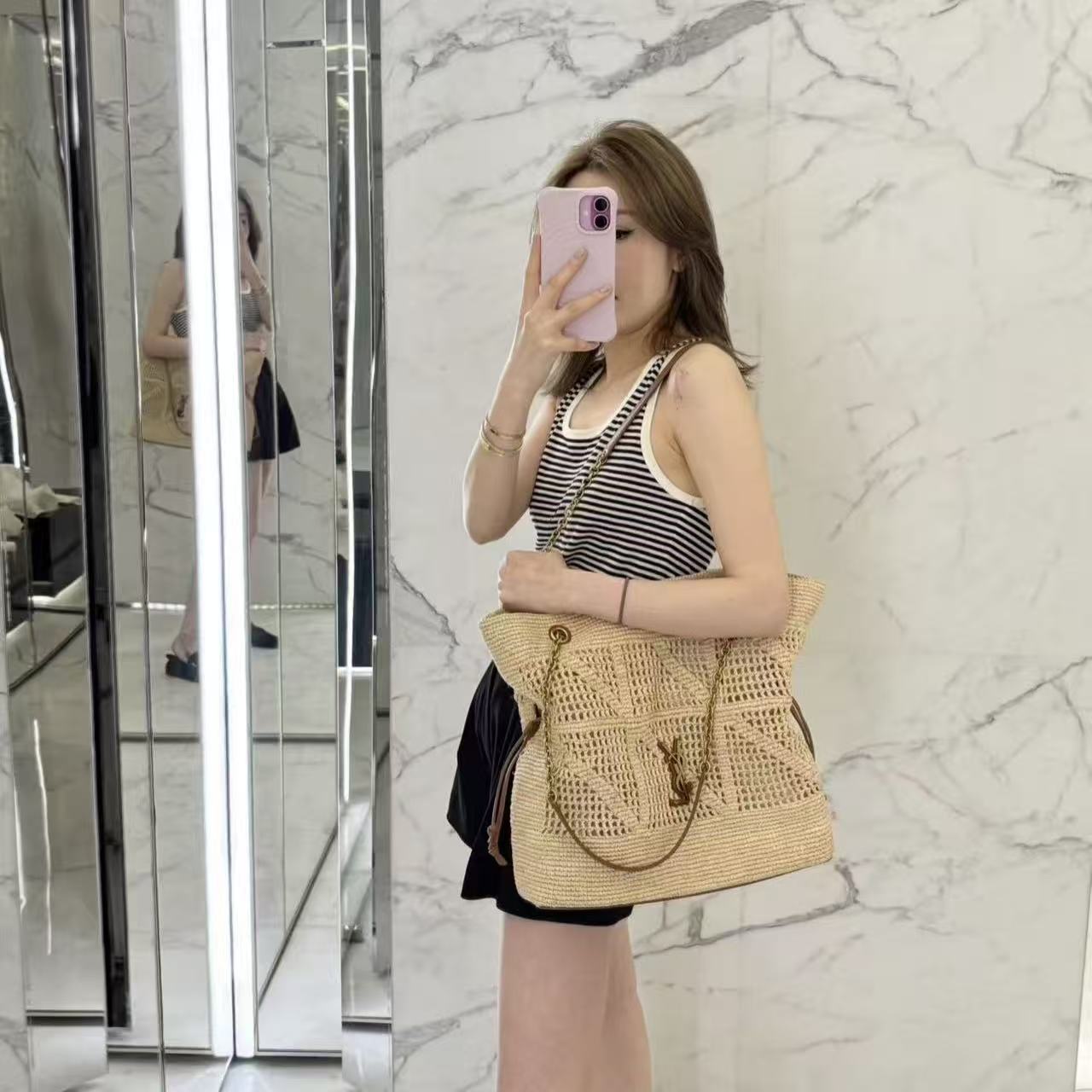 YSLのミニマリストチェーン織りバッグ【50％割引+送料無料】