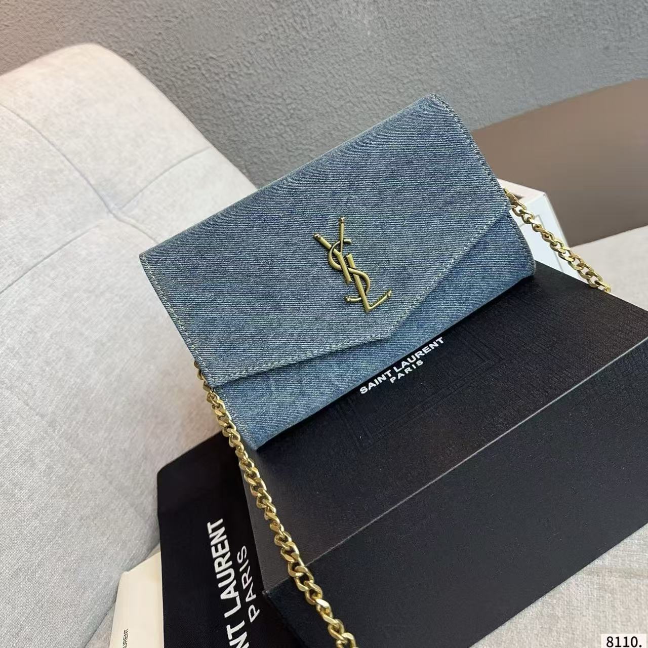 YSL チェーンデニム ショルダー/クロスボディバッグ【50％割引+送料無料】