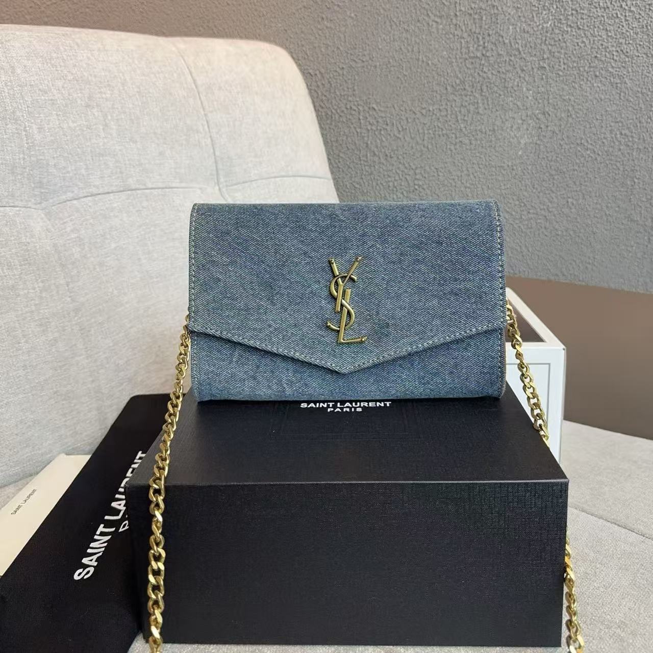 YSL チェーンデニム ショルダー/クロスボディバッグ【50％割引+送料無料】