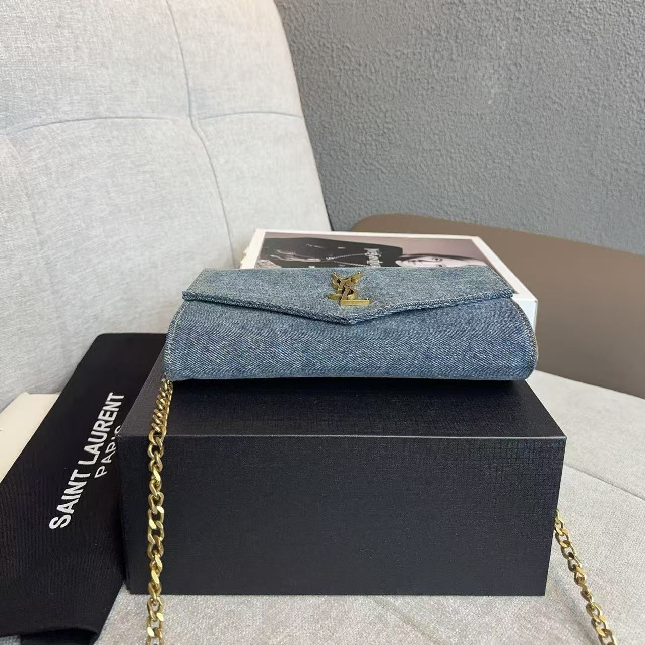 YSL チェーンデニム ショルダー/クロスボディバッグ【50％割引+送料無料】