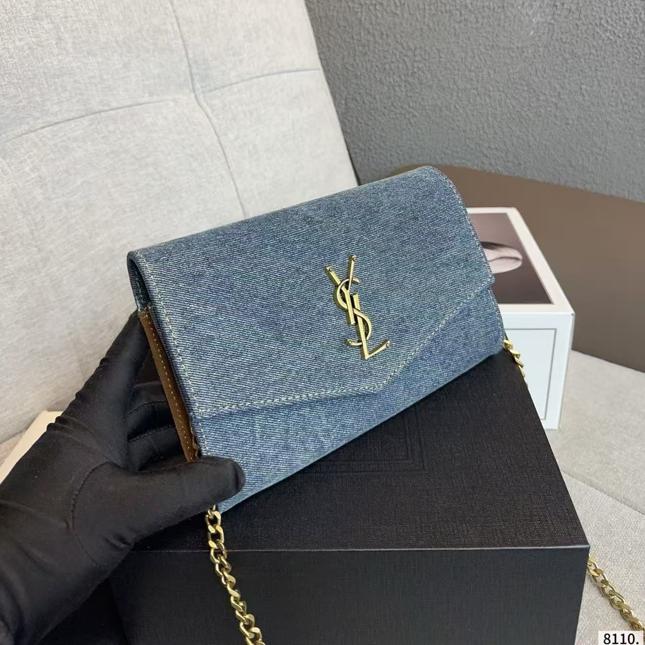 YSL チェーンデニム ショルダー/クロスボディバッグ【50％割引+送料無料】