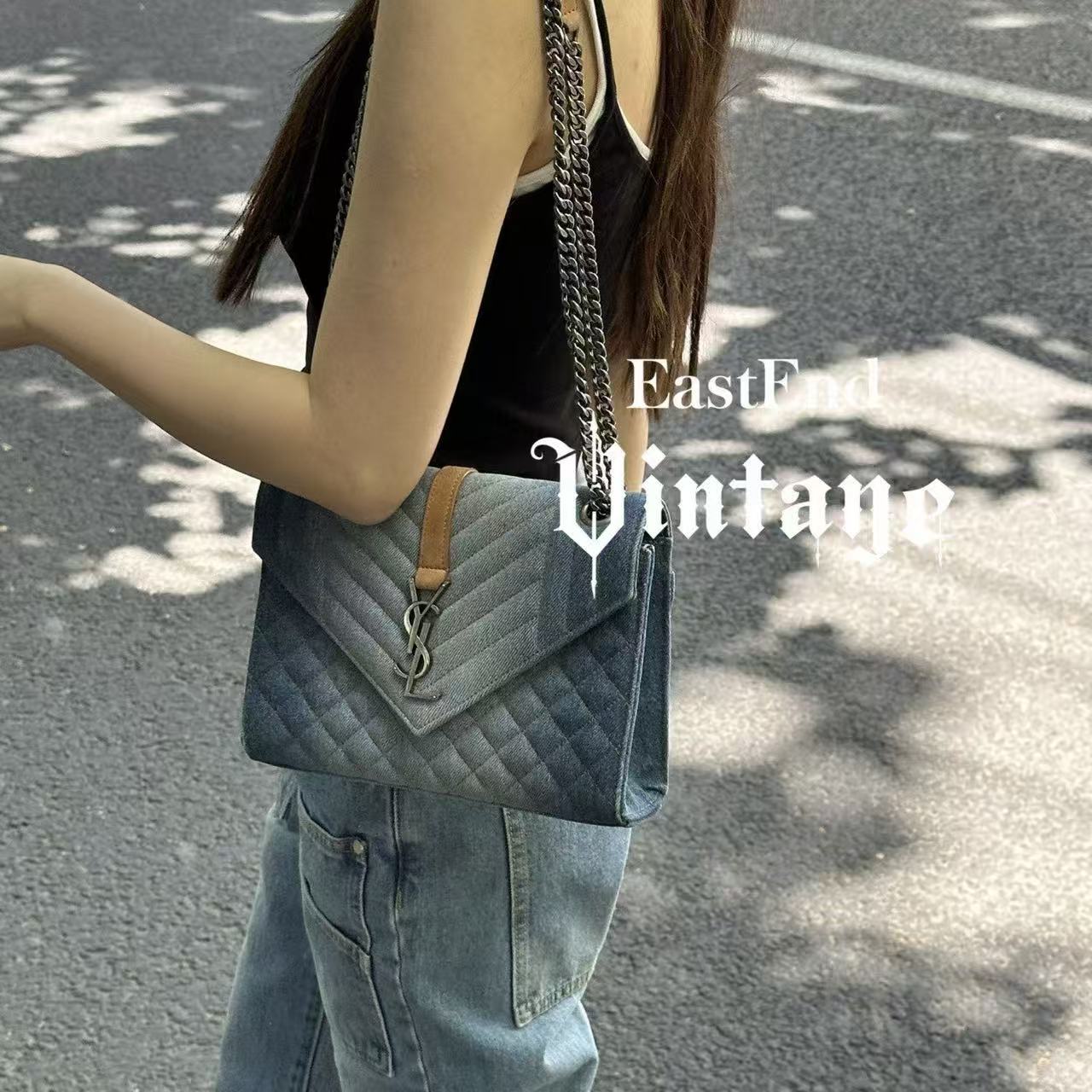 YSLチェーンデニムアンダーアームバッグ【50％割引+送料無料】