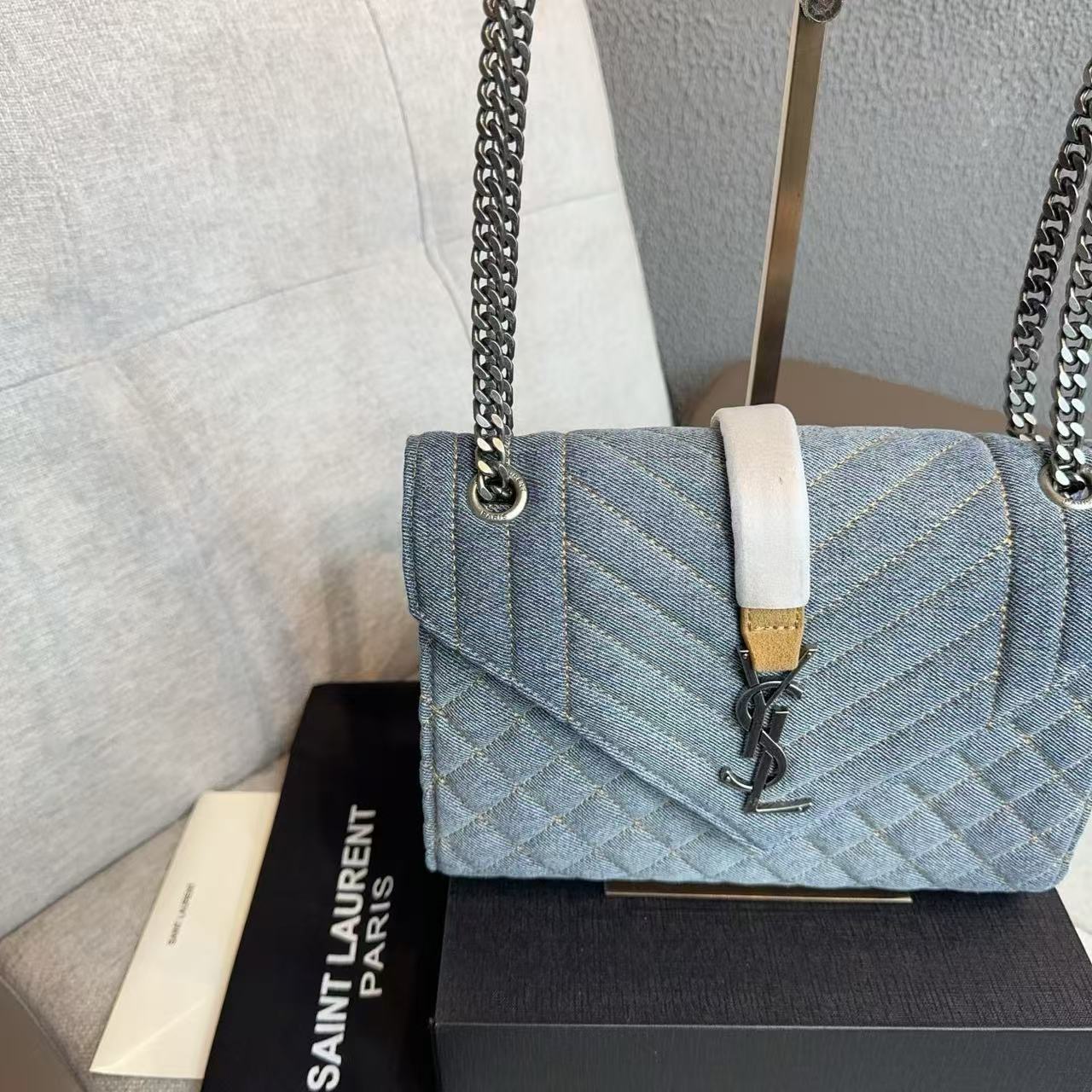 YSLチェーンデニムアンダーアームバッグ【50％割引+送料無料】