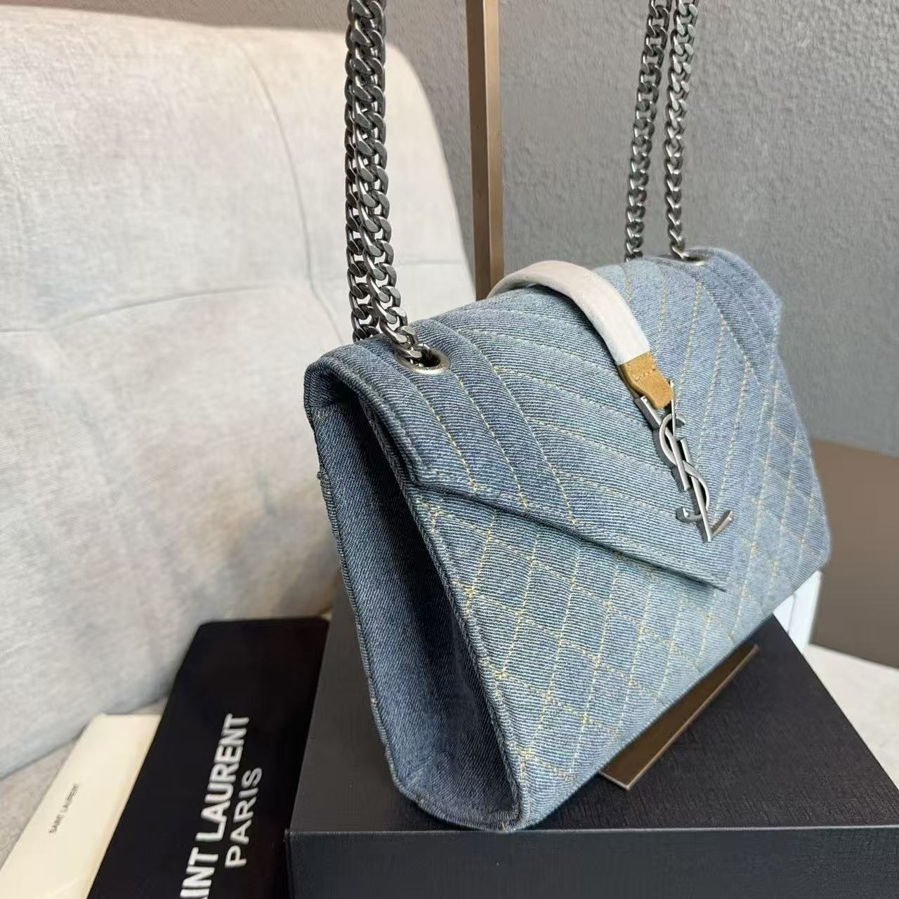 YSLチェーンデニムアンダーアームバッグ【50％割引+送料無料】