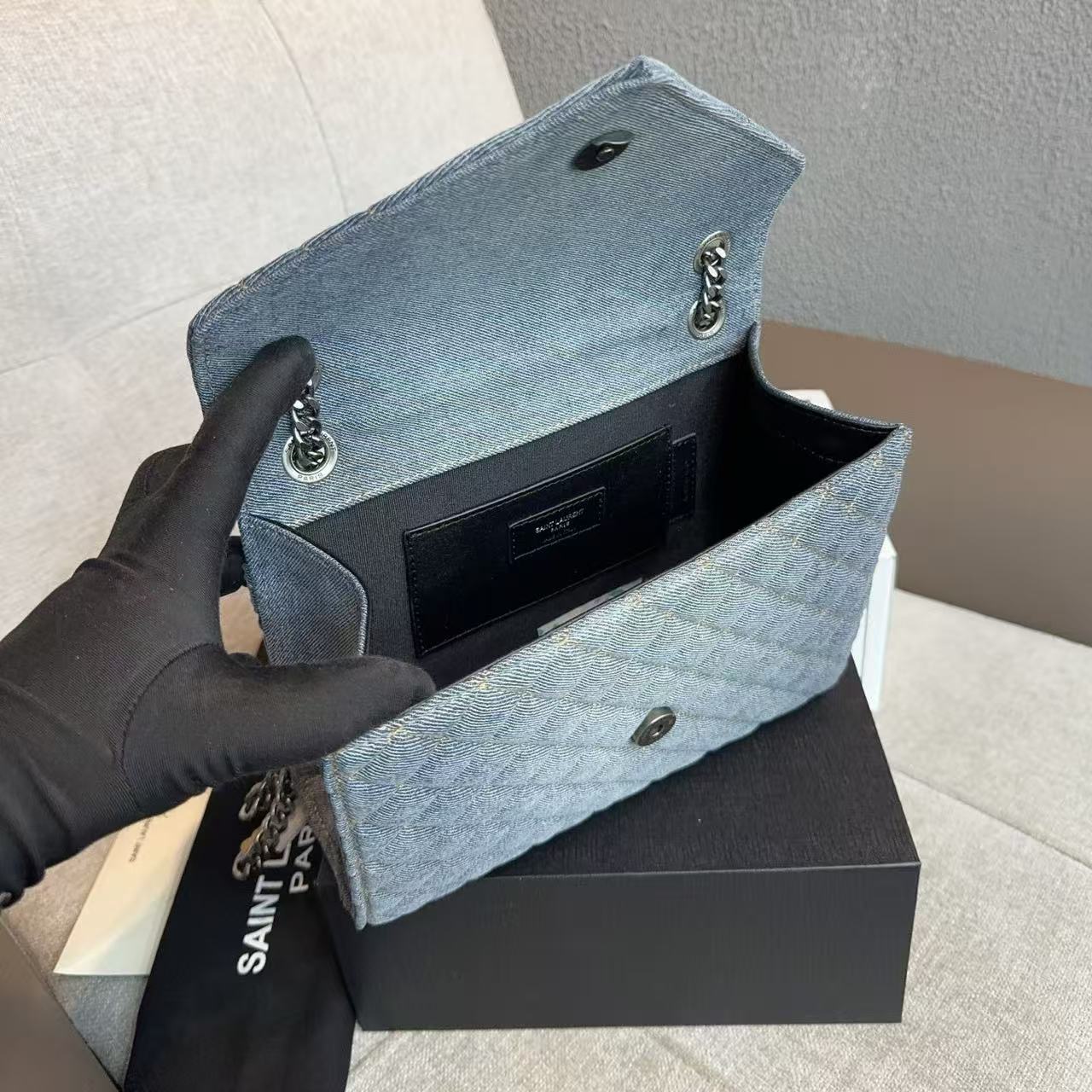YSLチェーンデニムアンダーアームバッグ【50％割引+送料無料】