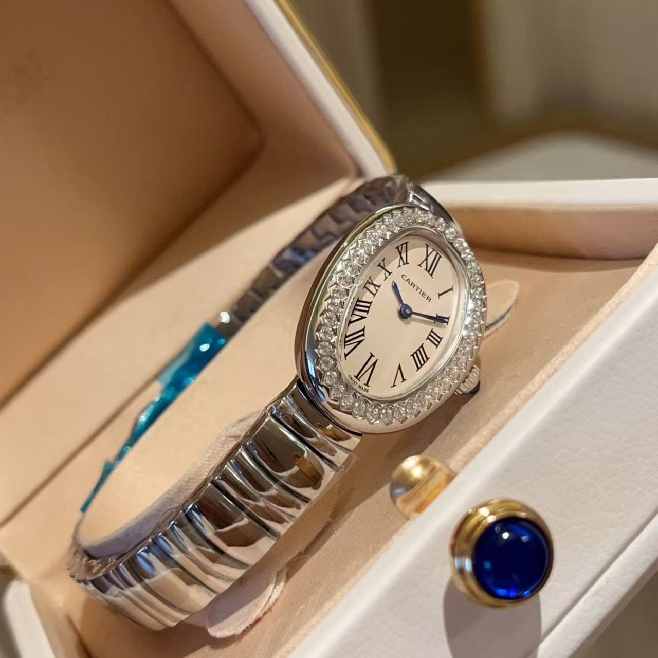 CART1ER バスタブ スチールストラップ ダイヤモンドセットウォッチ【50％割引+送料無料】