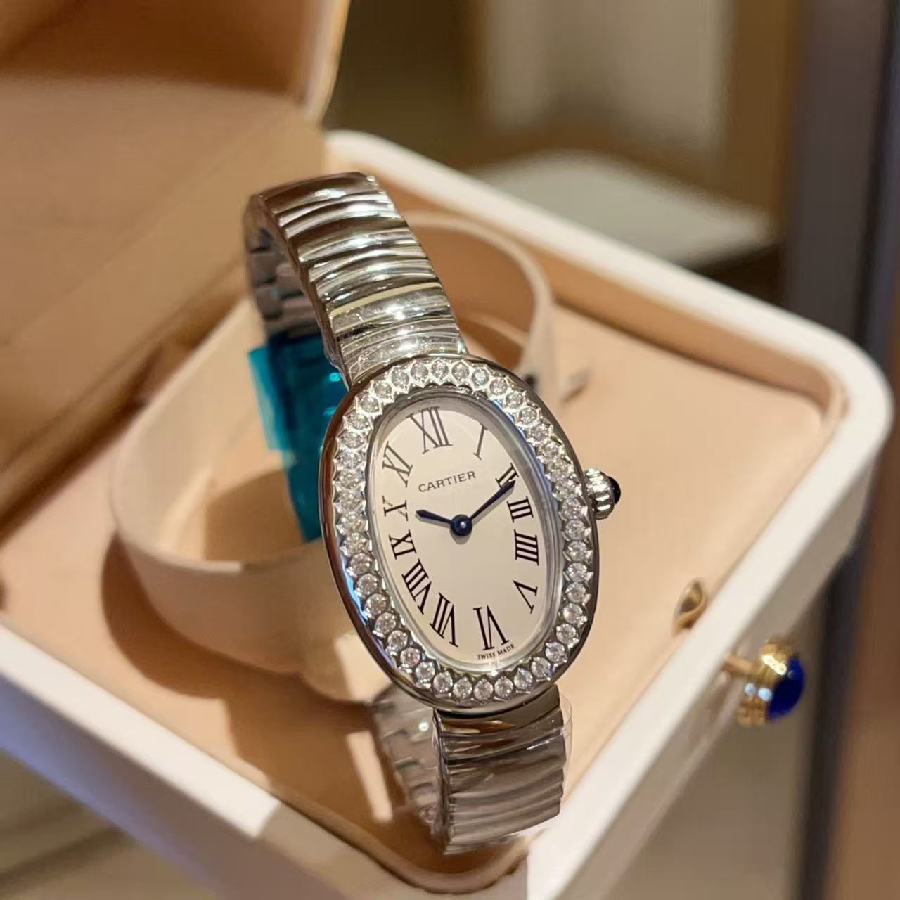 CART1ER バスタブ スチールストラップ ダイヤモンドセットウォッチ【50％割引+送料無料】