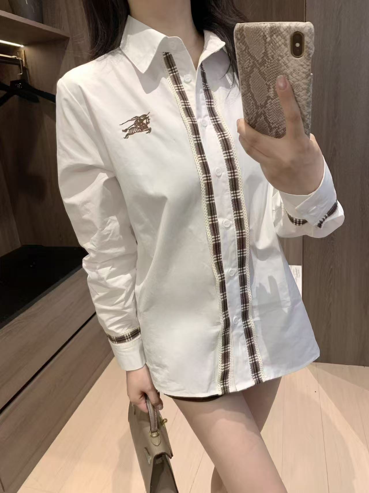 BUR8ERRY チェック柄フリルシャツ【50％割引+送料無料】