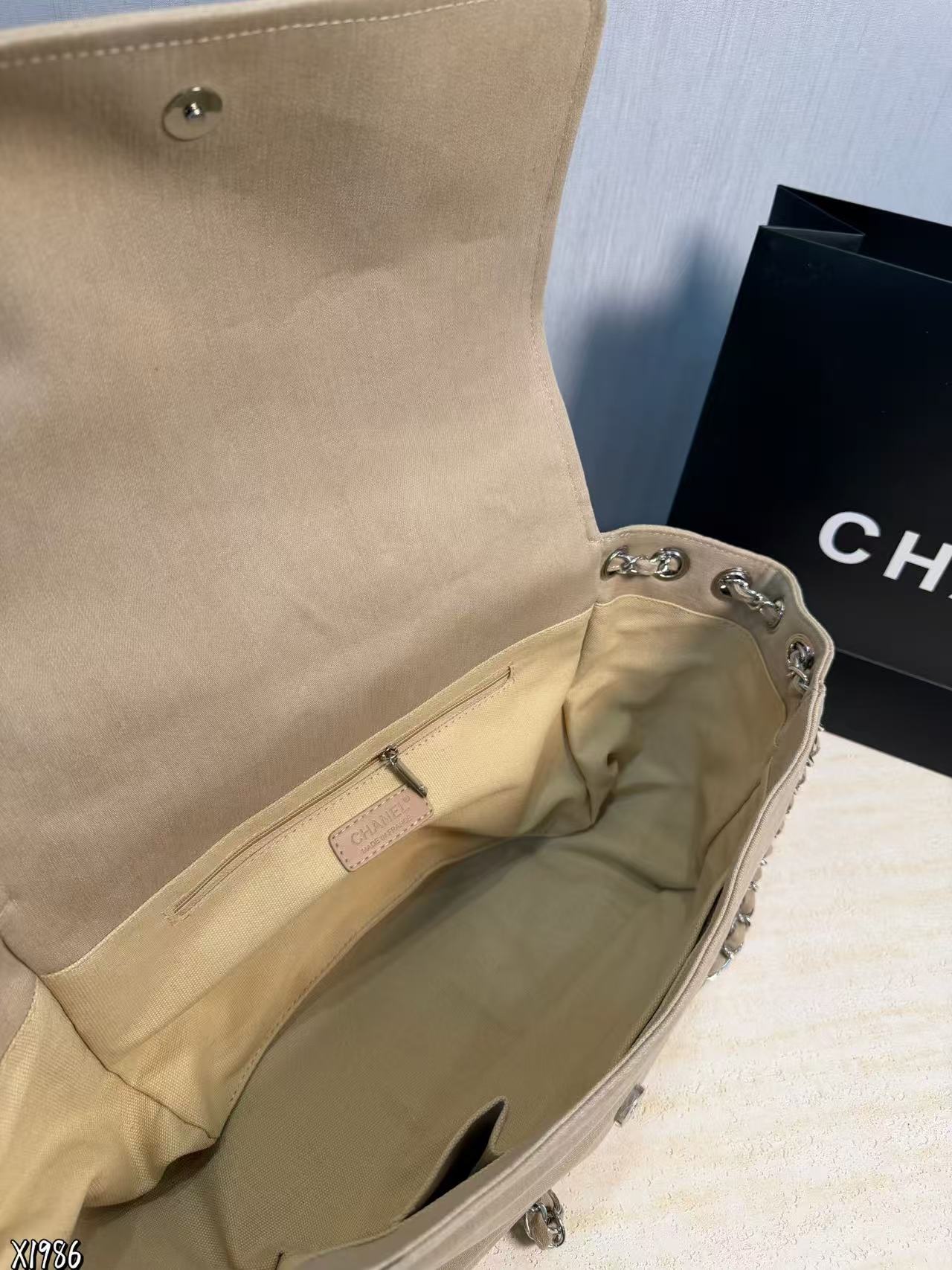 CHANE1 フラップデニムチェーンバッグ【50％割引+送料無料】