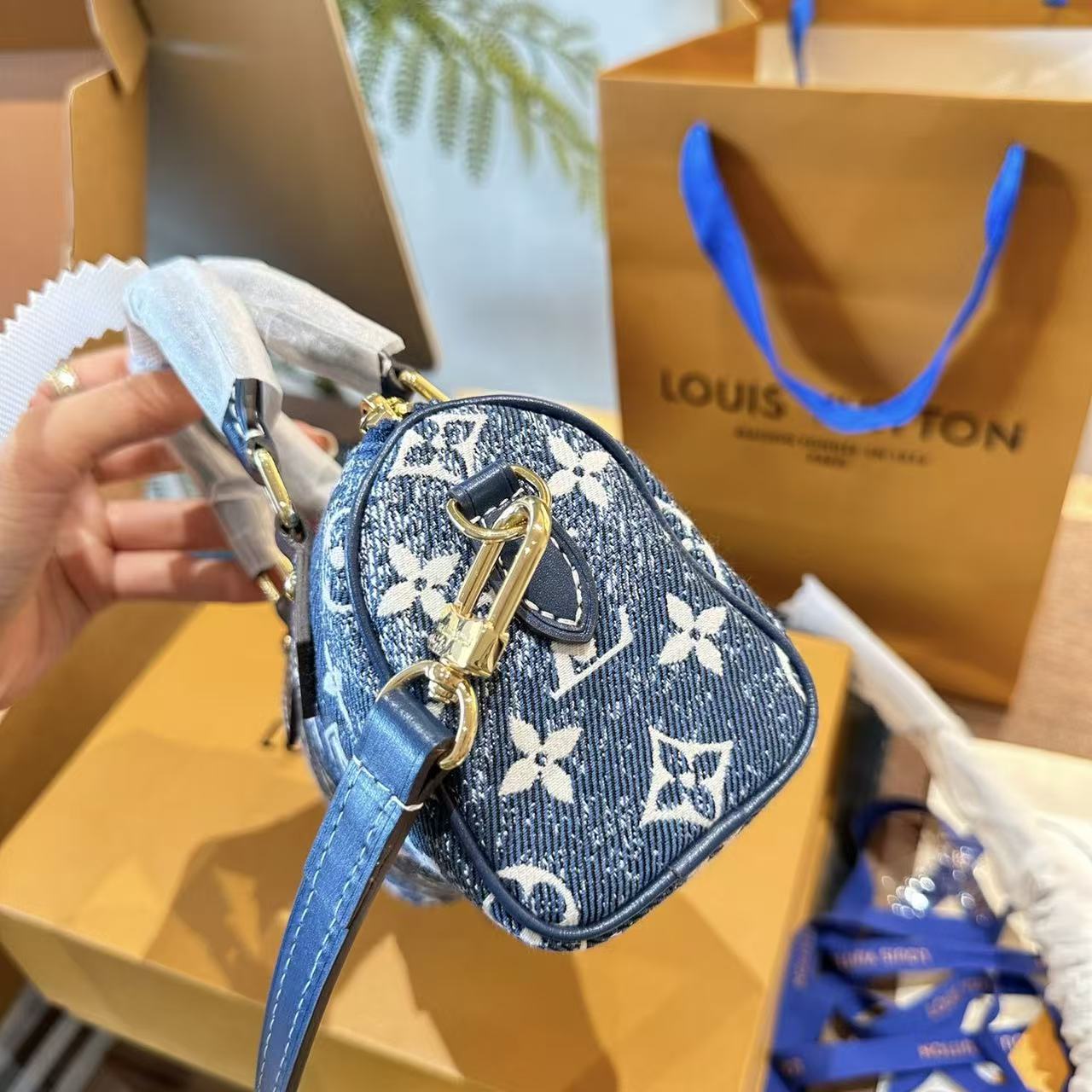 LVプリントデニムハンドバッグ【50％割引+送料無料】
