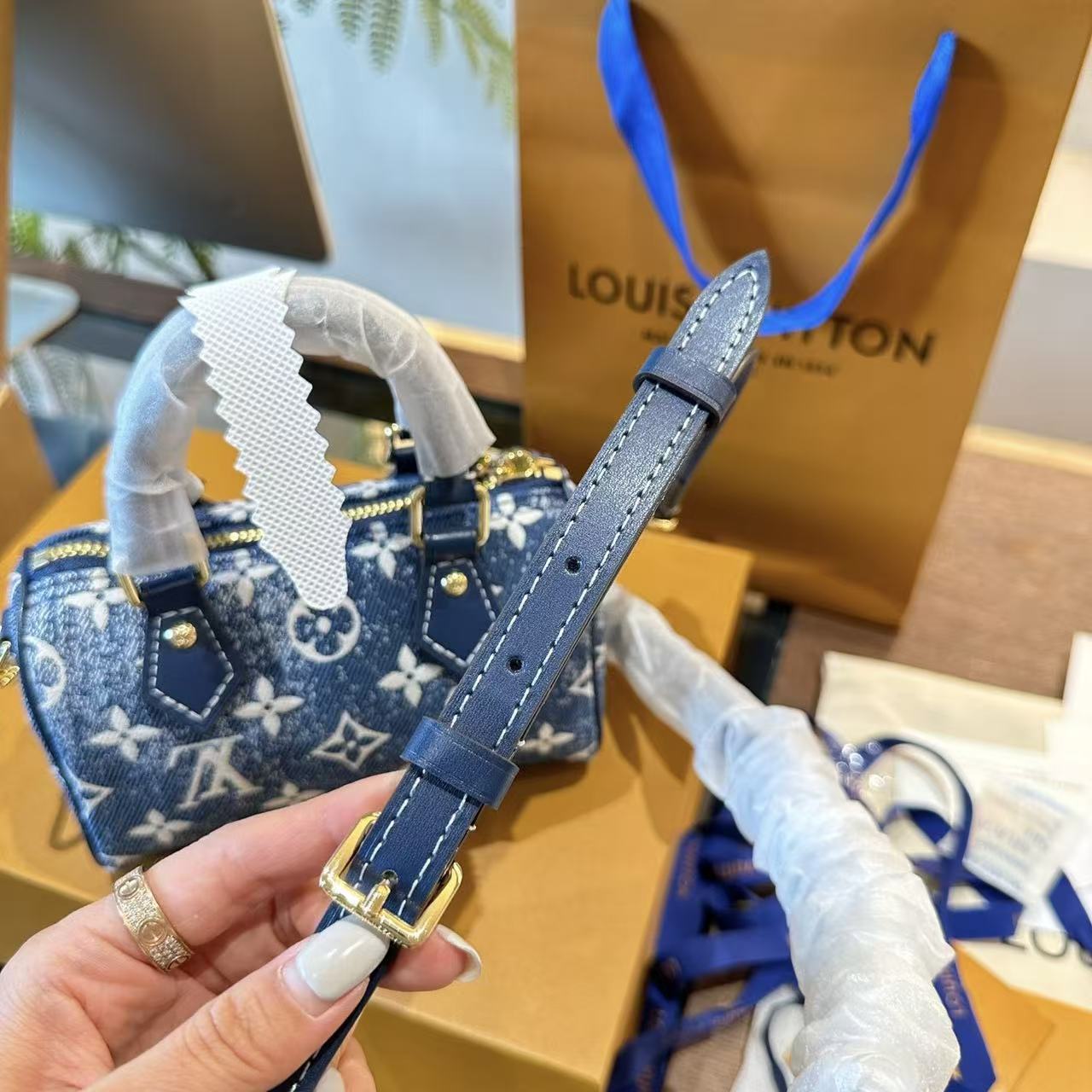 LVプリントデニムハンドバッグ【50％割引+送料無料】