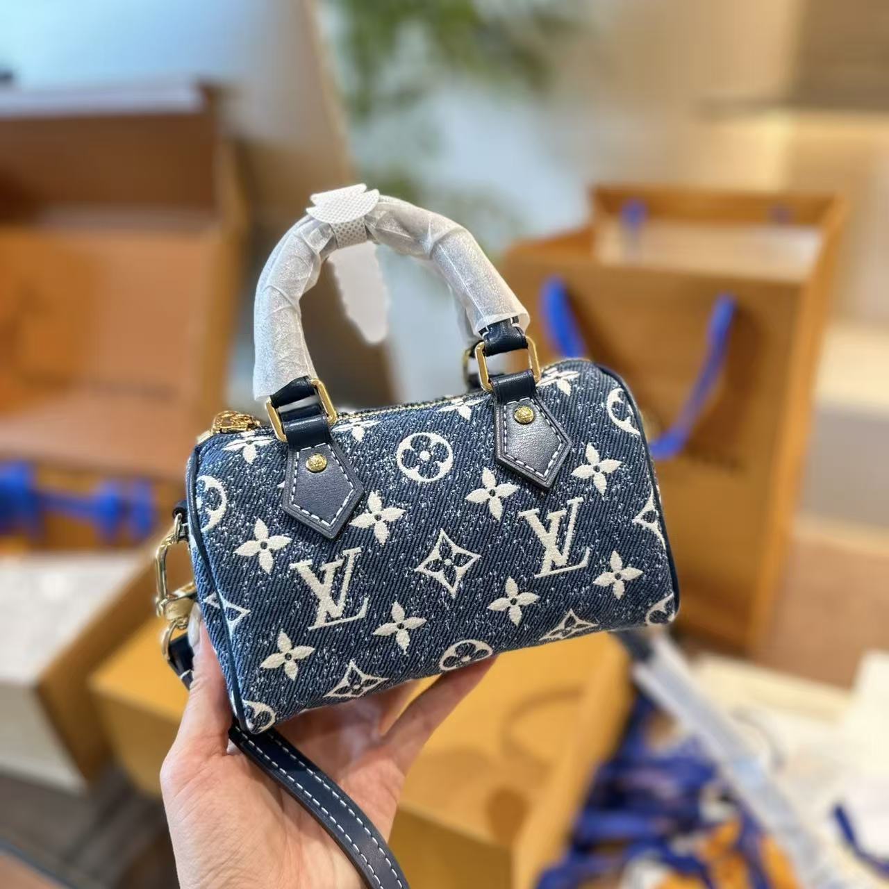 LVプリントデニムハンドバッグ【50％割引+送料無料】