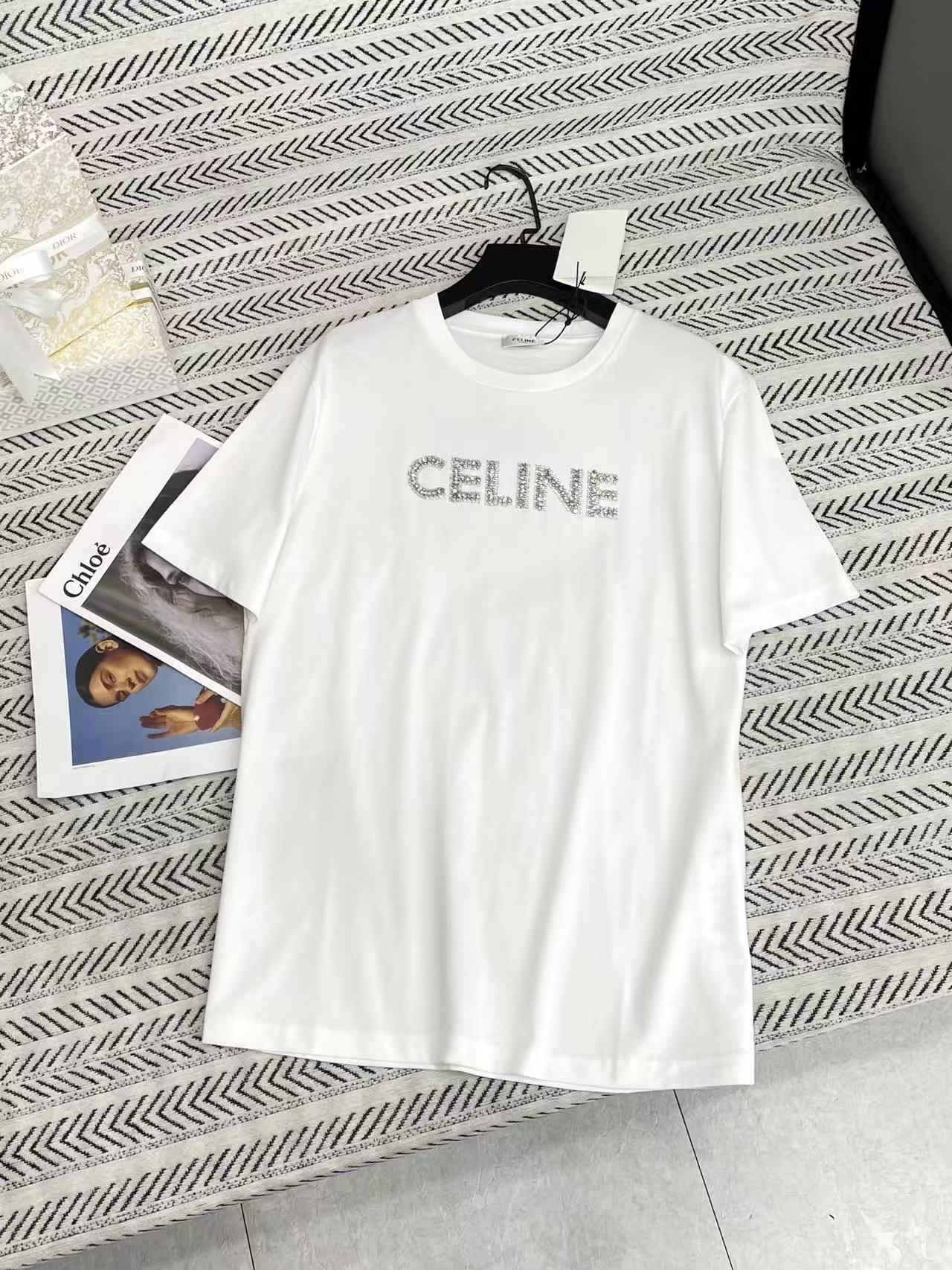 CEL1NE ビーズレターTシャツ【50％割引+送料無料】