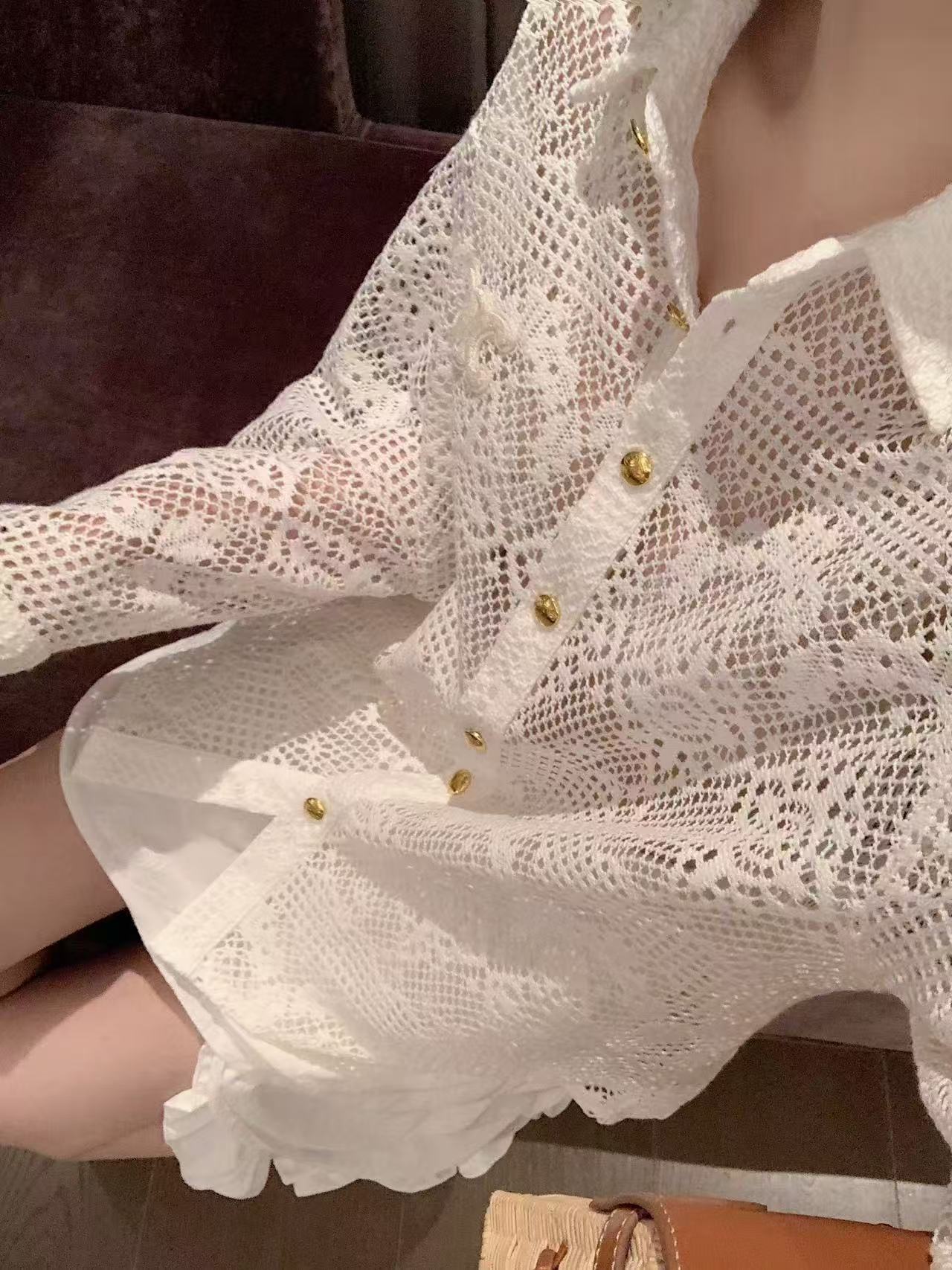 CEL1NE メタルボタン レースブラウス【50％割引+送料無料】