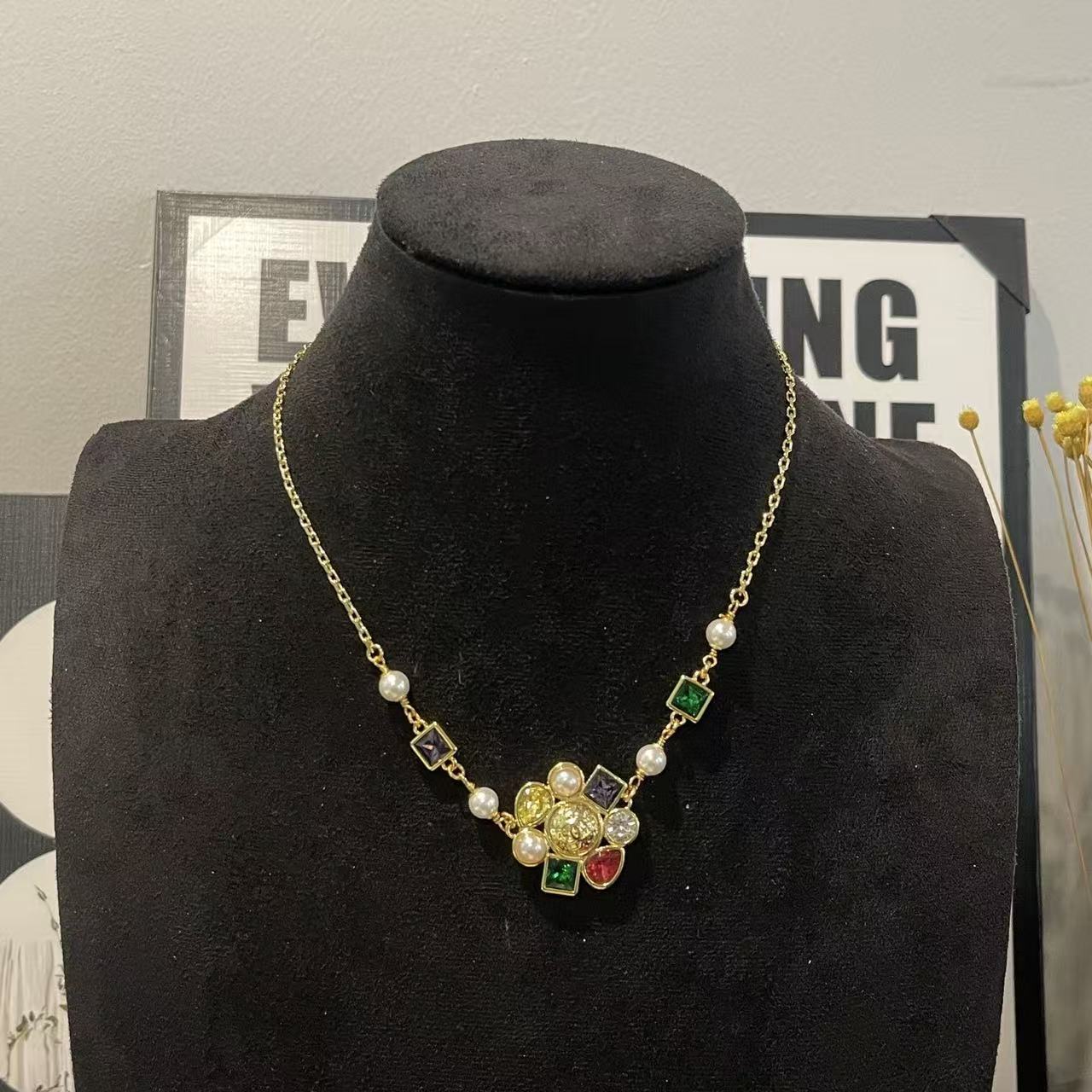 CHANE1 ラウンドカラーダイヤモンドネックレス【50％割引+送料無料】