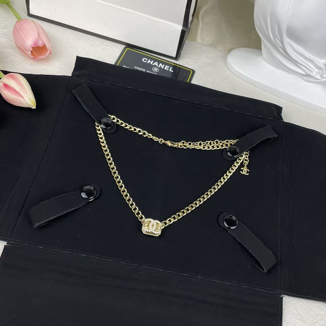 CHANE1 ダブルC シュガーキューブネックレス【50％割引+送料無料】