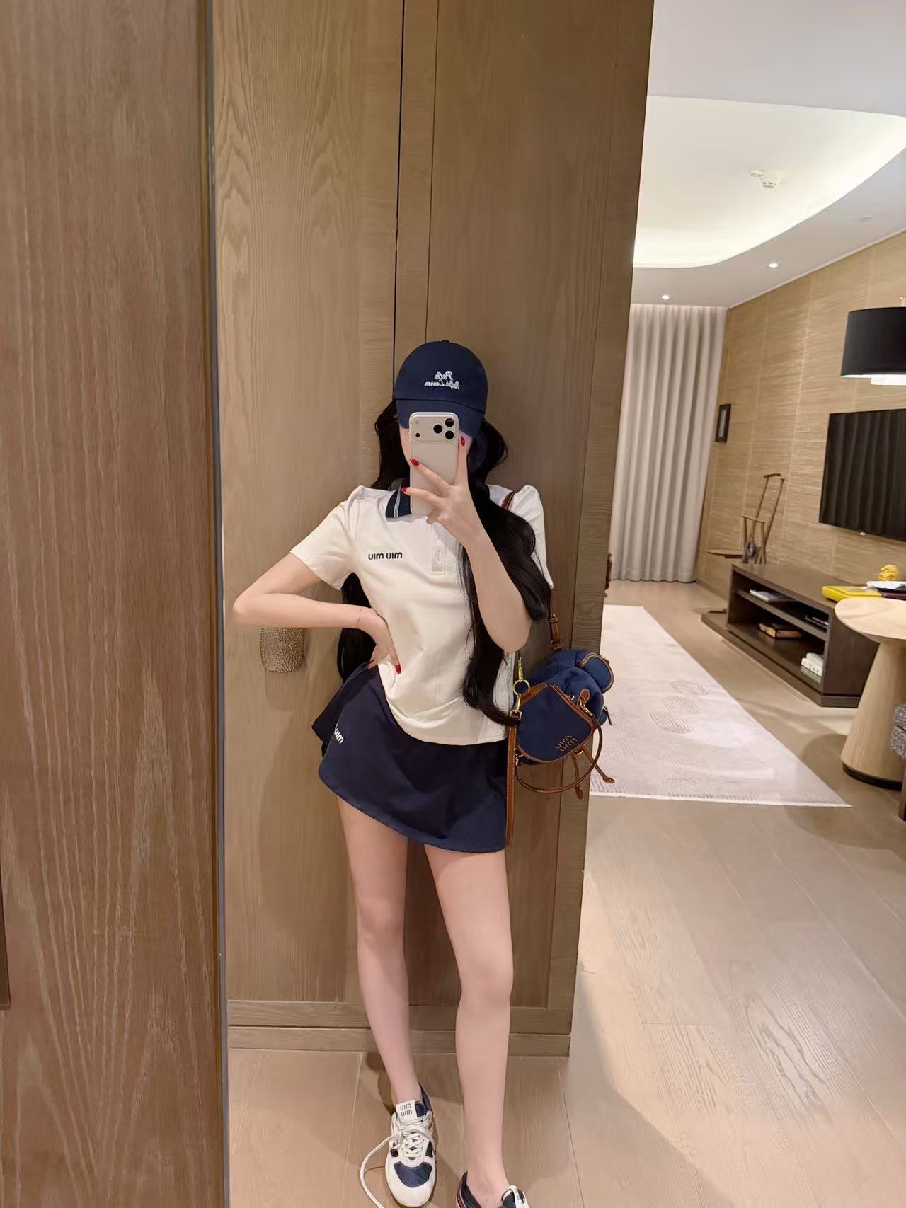 M1UM1U 襟付きシャツ+スカート ツーピースセット【50％割引+送料無料】