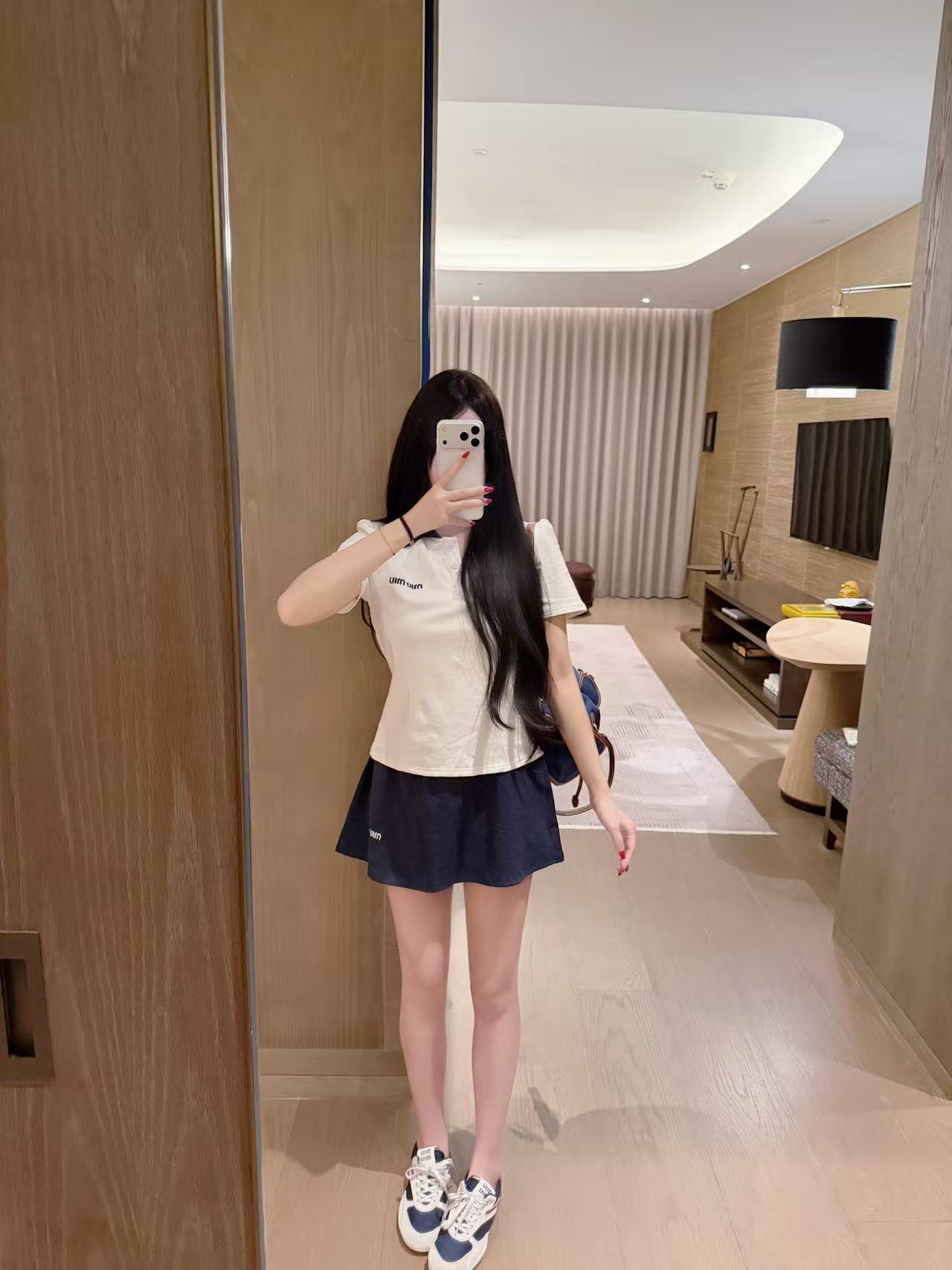 M1UM1U 襟付きシャツ+スカート ツーピースセット【50％割引+送料無料】