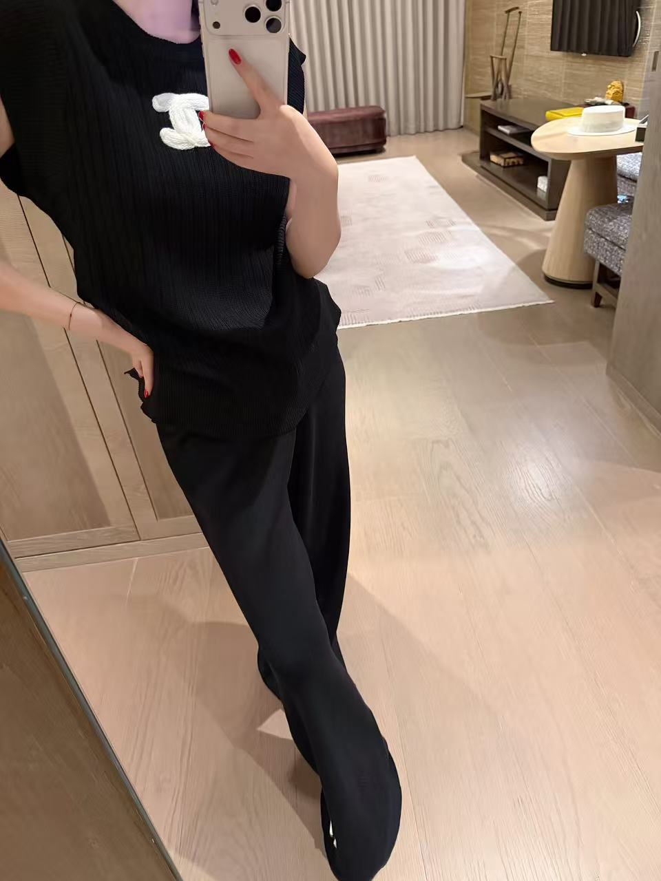 CHANE1 ダブルC セーター+パンツ ツーピースセット【50％割引+送料無料】