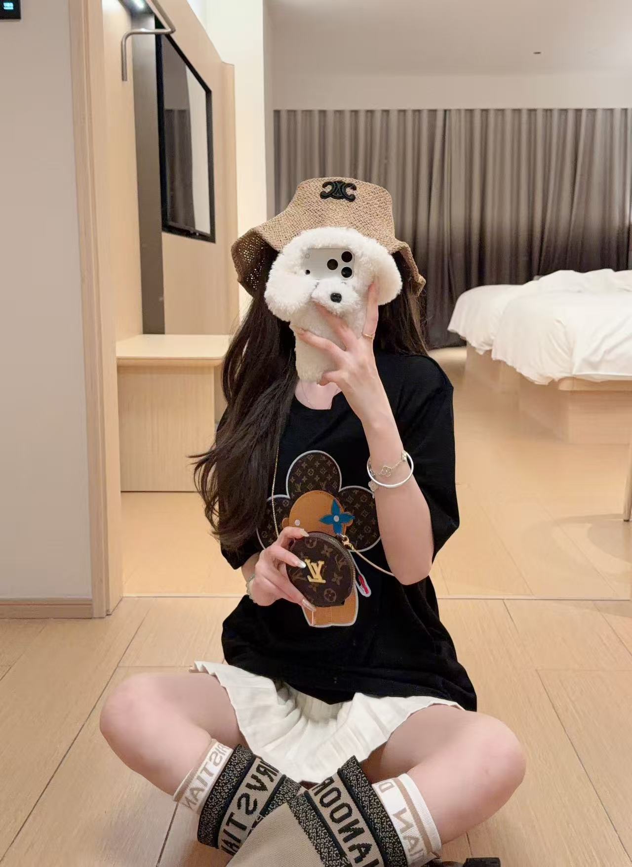 LVひまわりTシャツとバッグ【50％割引+送料無料】