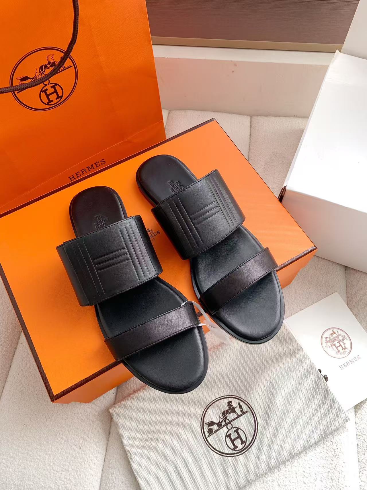 HERME5高品質カーフスキンスリッパ【50％割引+送料無料】
