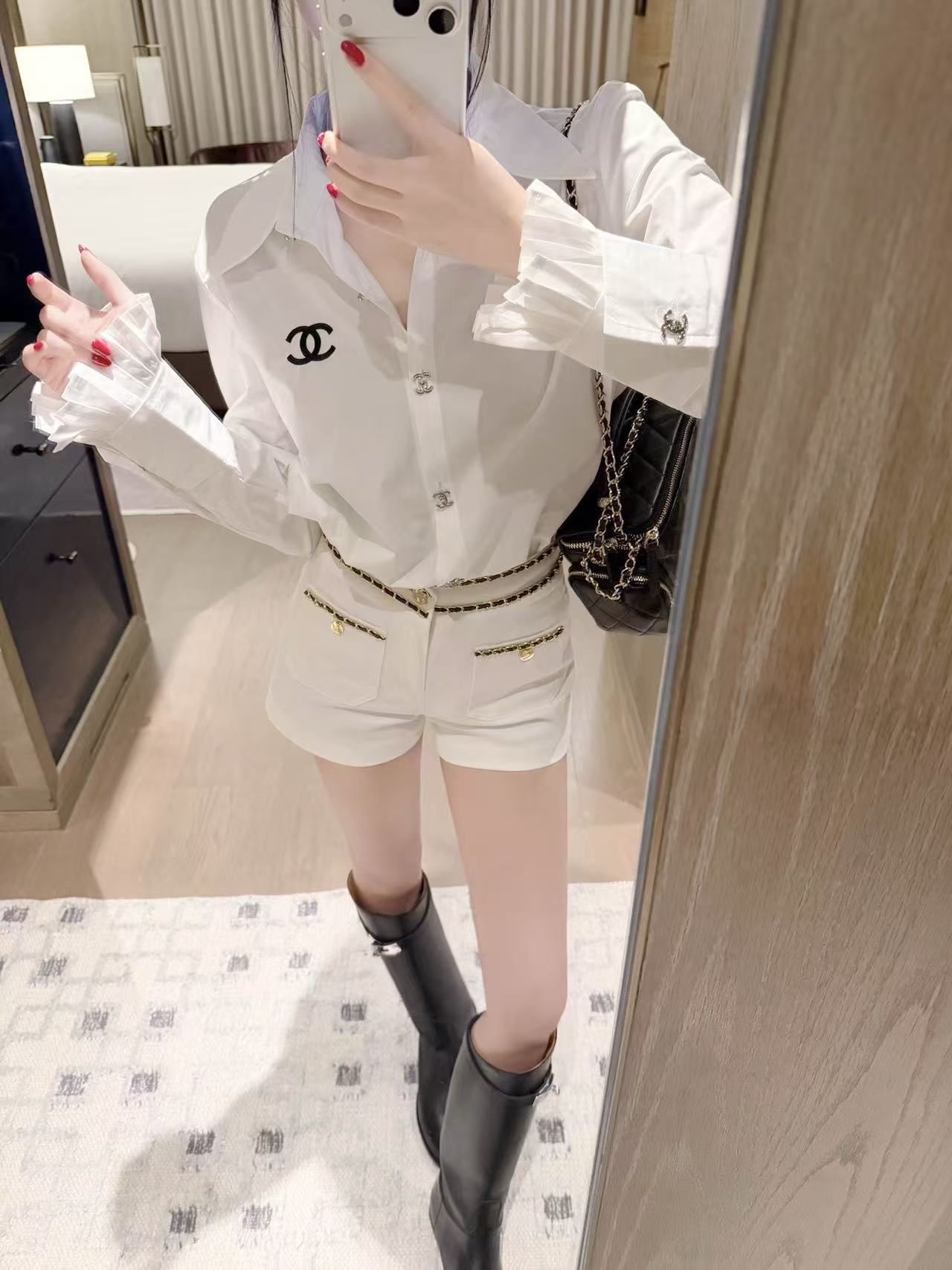 CHANE1 ダブルCボタンシャツ【50％割引+送料無料】