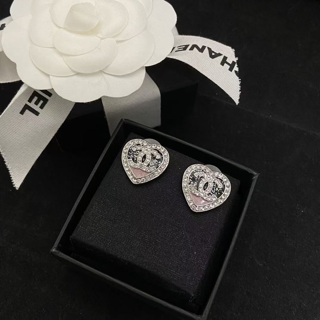 CHANE1 ダブルC ハート イヤリング【50％割引+送料無料】