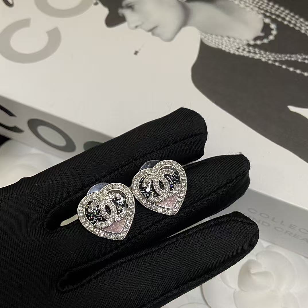CHANE1 ダブルC ハート イヤリング【50％割引+送料無料】