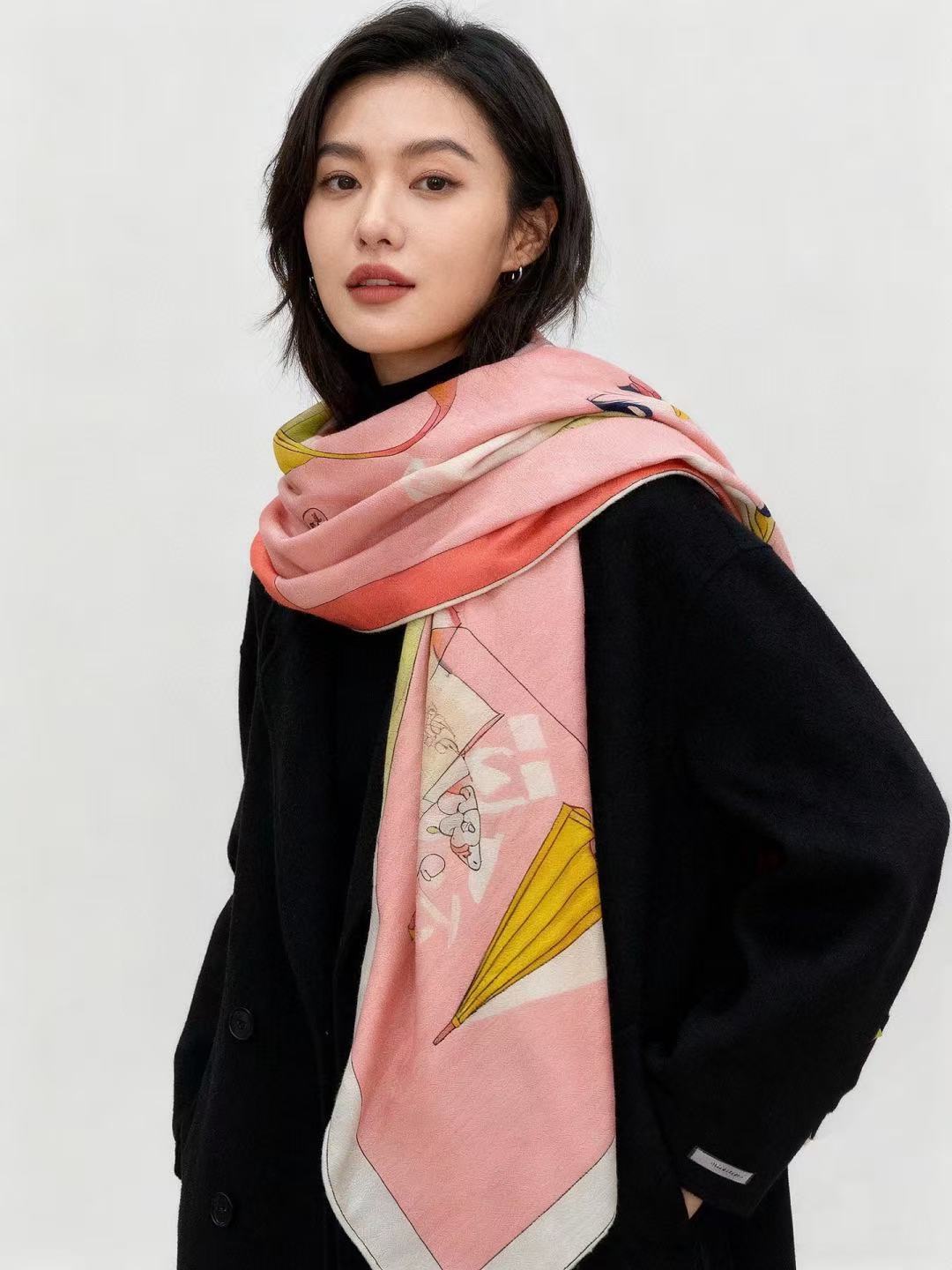 HERME5 高品質プリントカシミアスカーフ【50％割引+送料無料】