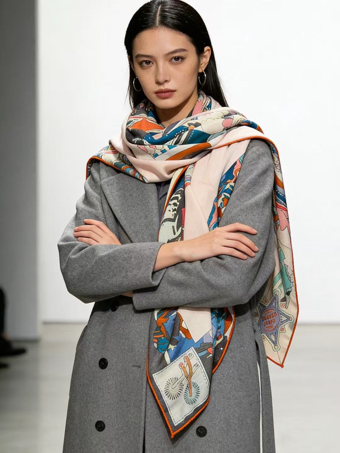 HEME5 高品質両面カシミヤマフラー【50％割引+送料無料】