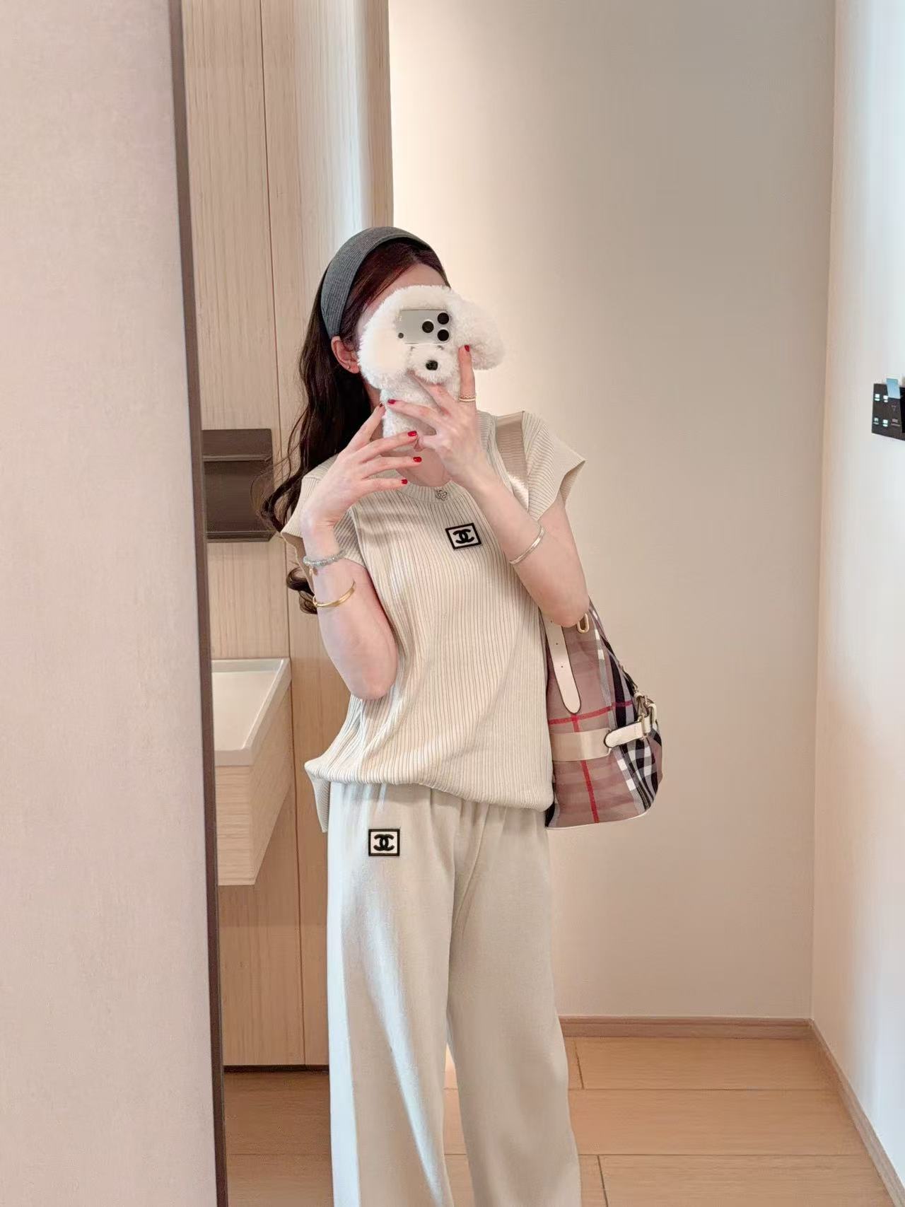 CHANE1 ダブルC ニットベスト＋パンツ ツーピースセット【50％割引+送料無料】