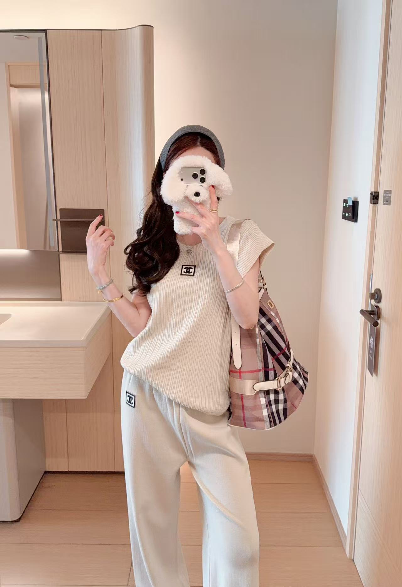 CHANE1 ダブルC ニットベスト＋パンツ ツーピースセット【50％割引+送料無料】