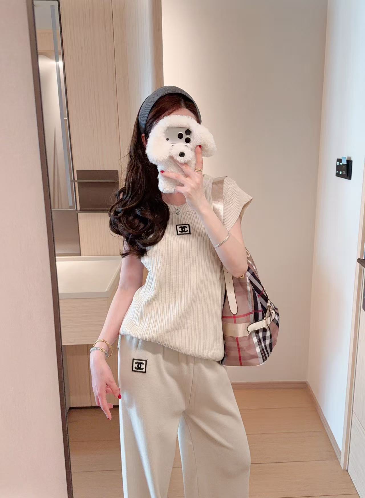 CHANE1 ダブルC ニットベスト＋パンツ ツーピースセット【50％割引+送料無料】