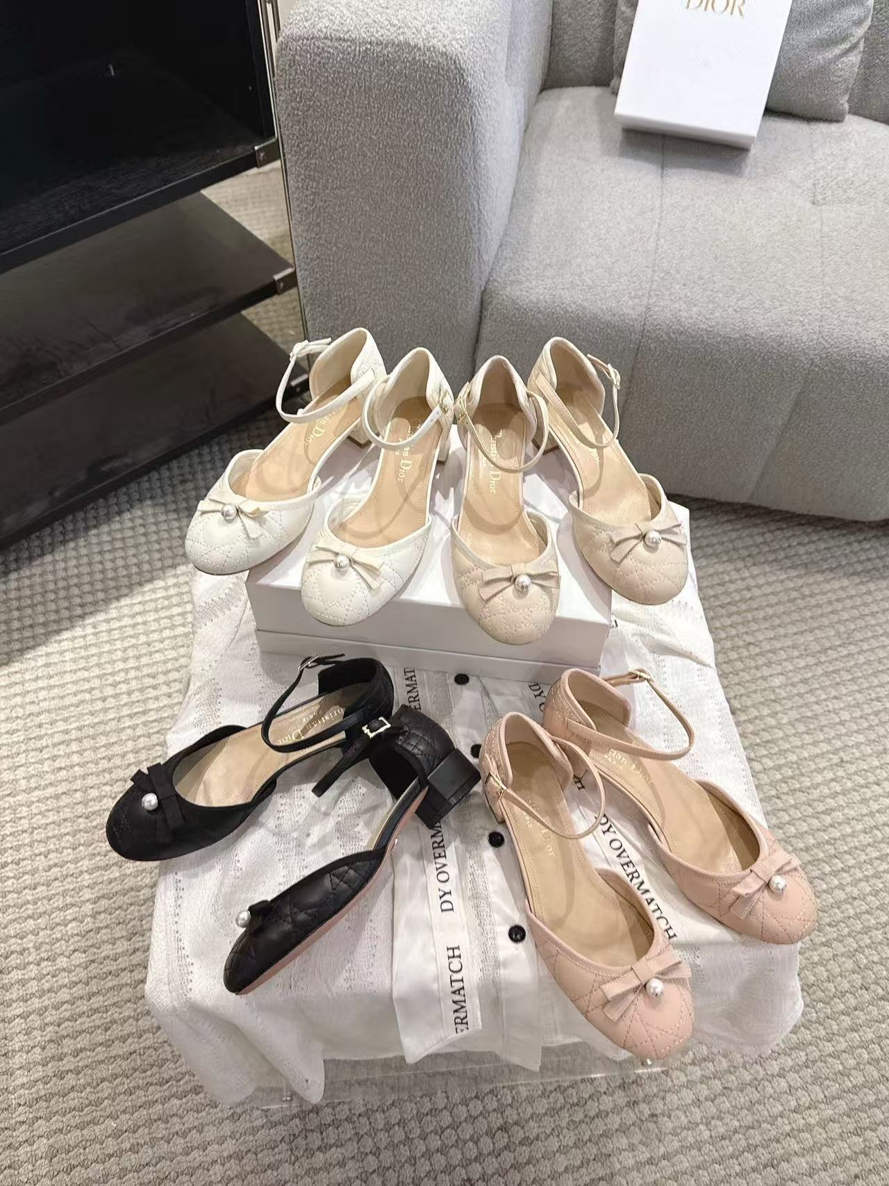 DIOR 高品質チェックパールローヒールシューズ【50％割引+送料無料】