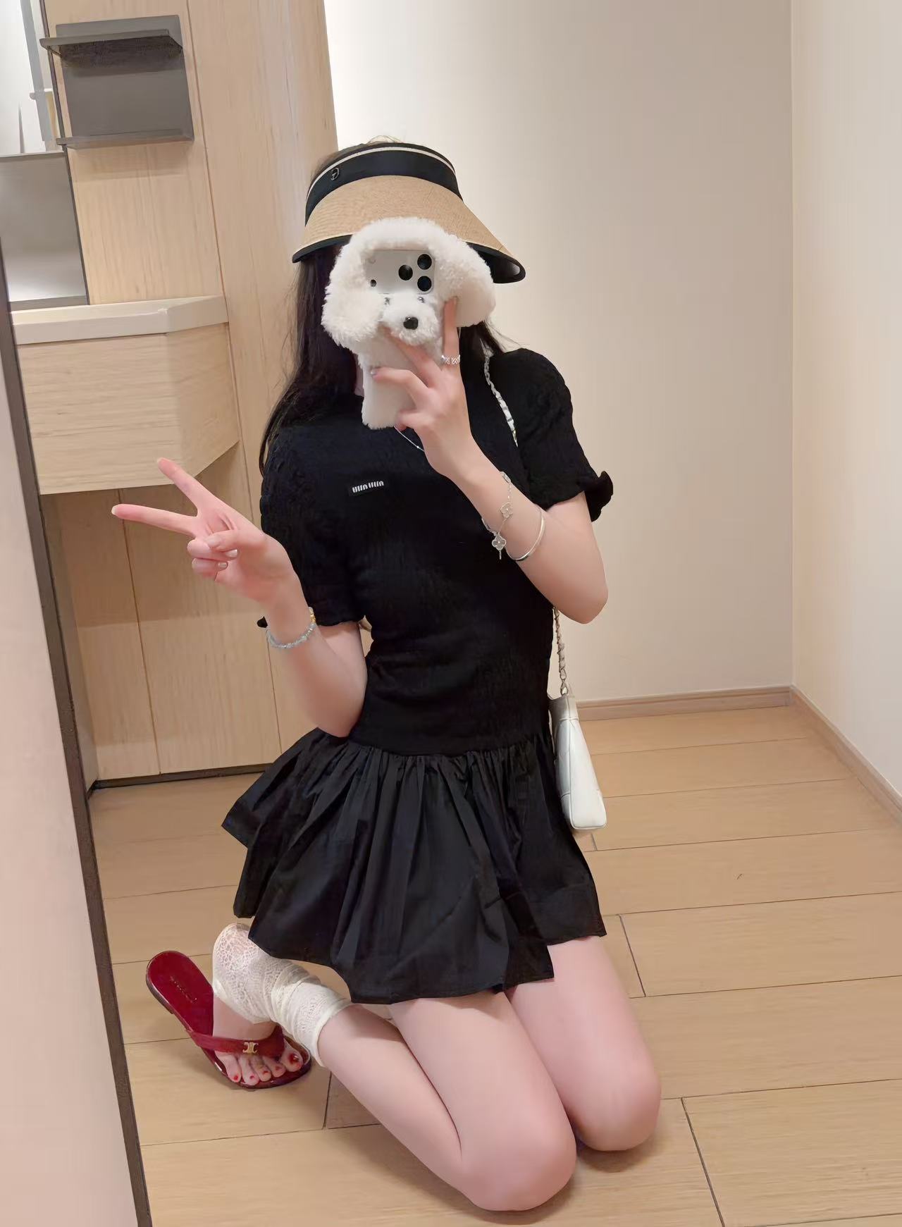 M1UM1U シンプルプリーツドレス【50％割引+送料無料】