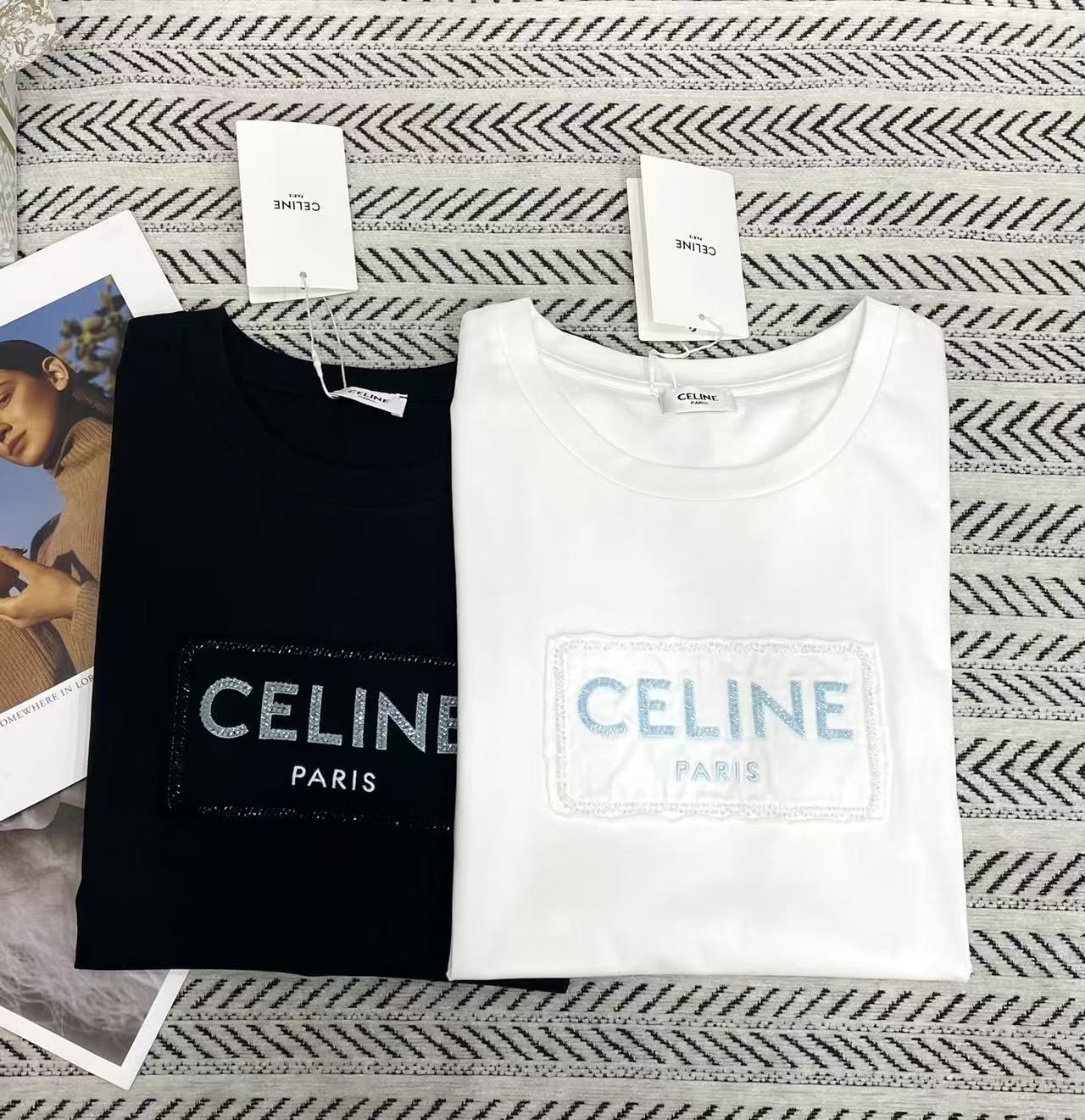 CEL1NE ビーズ刺繍レターTシャツ【50％割引+送料無料】